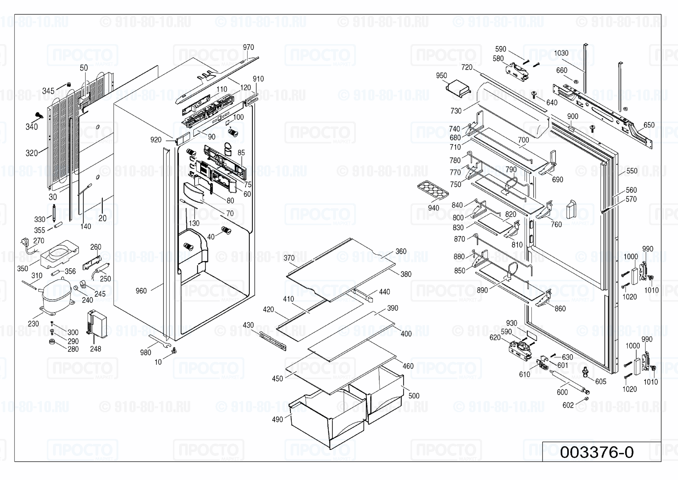 Взрыв-схема запчастей холодильника Liebherr IKP 1760-20C