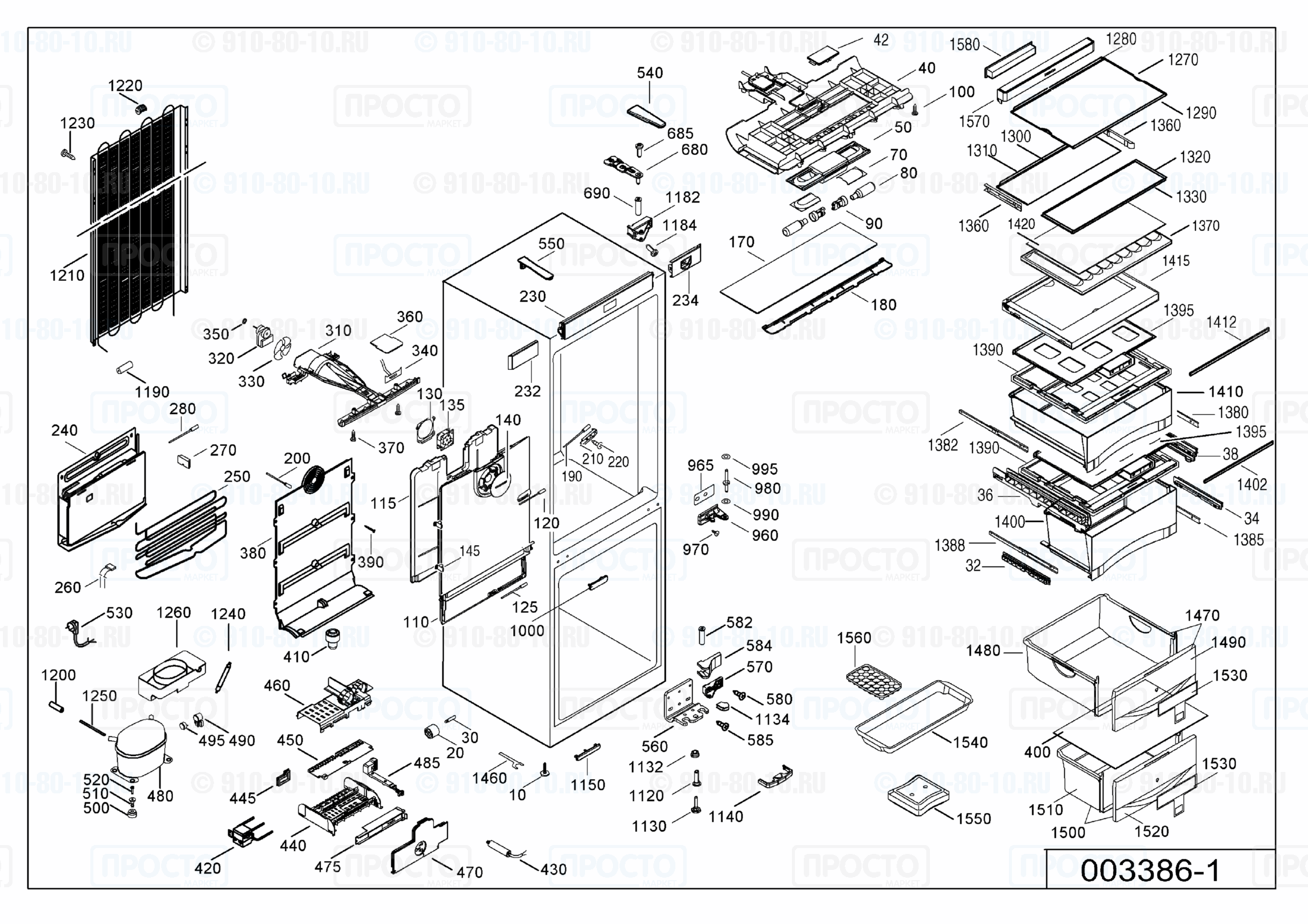 Взрыв-схема запчастей холодильника Liebherr CBN 3956-20C
