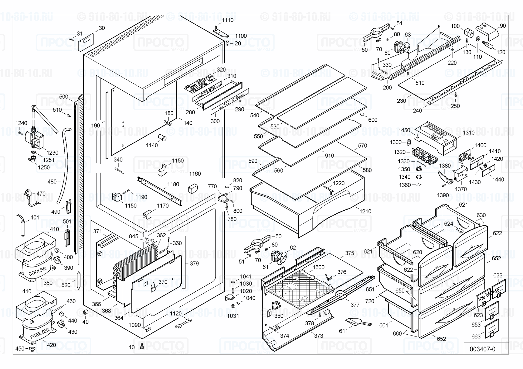 Взрыв-схема запчастей холодильника Liebherr CNesf 5026-10A