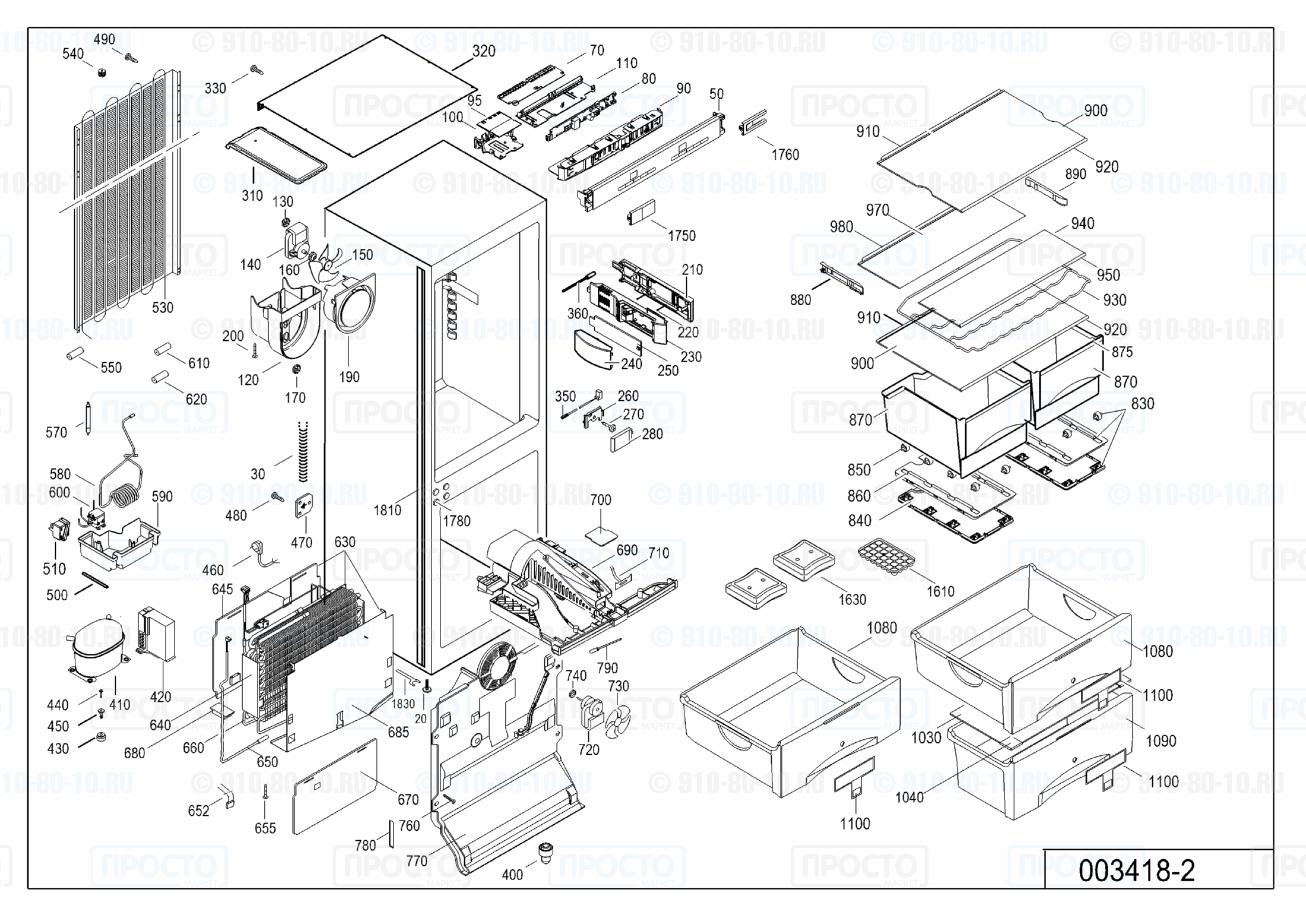 Взрыв-схема холодильника Liebherr ICN 3056-10L