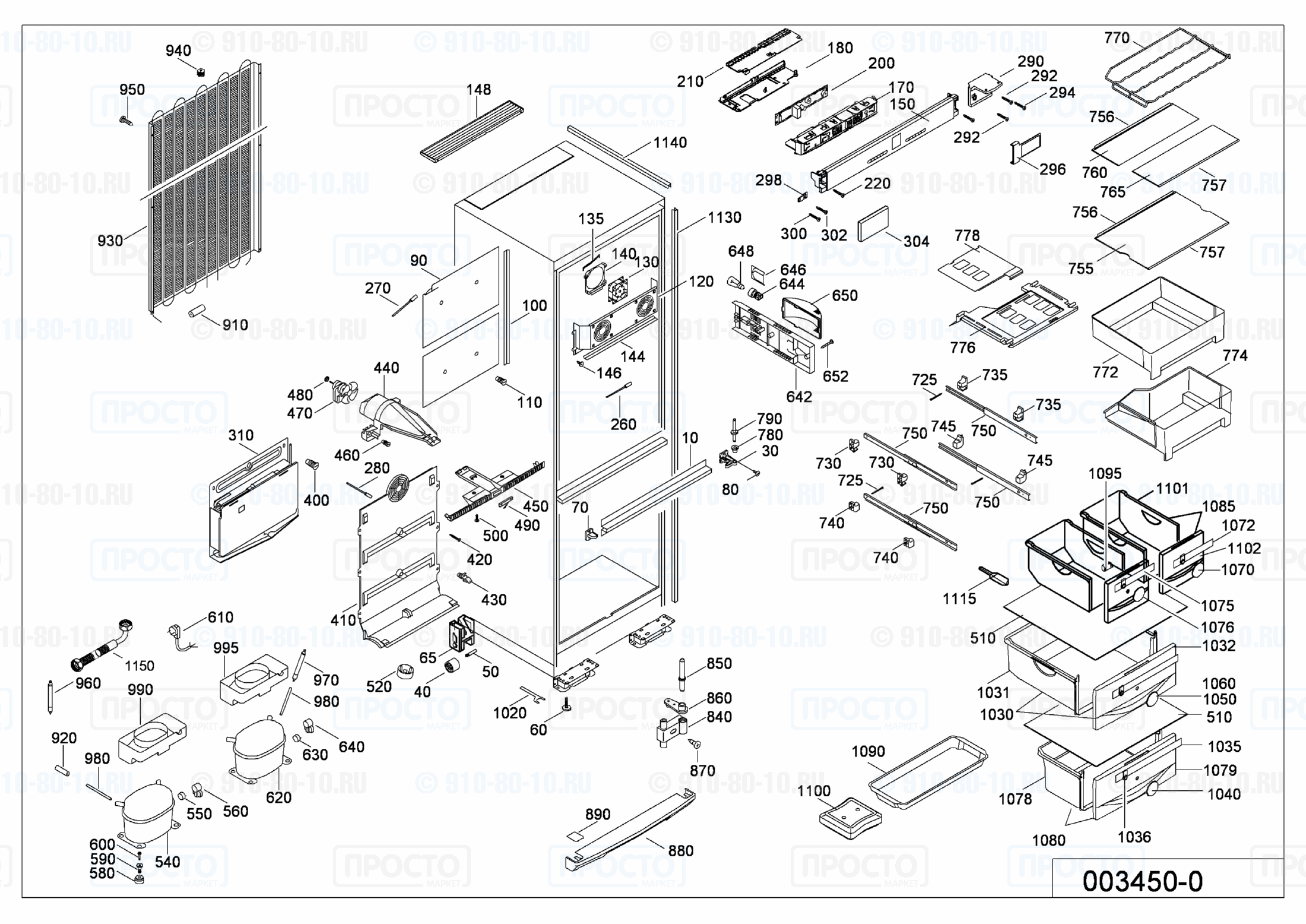 Взрыв-схема запчастей холодильника Liebherr SBNes 2900-20E