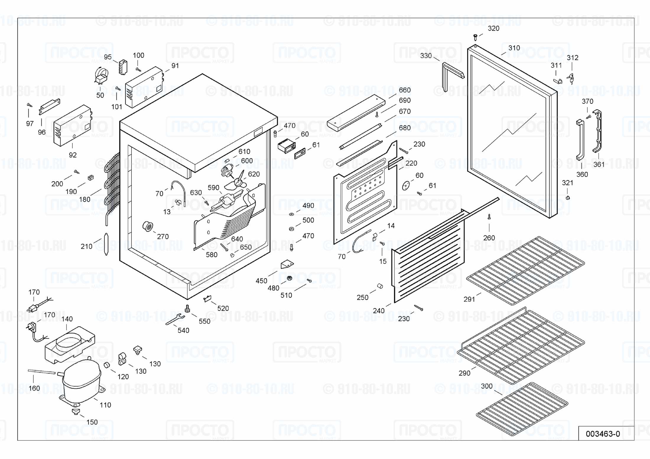 Взрыв-схема запчастей холодильника Liebherr WKSw 1802-20F