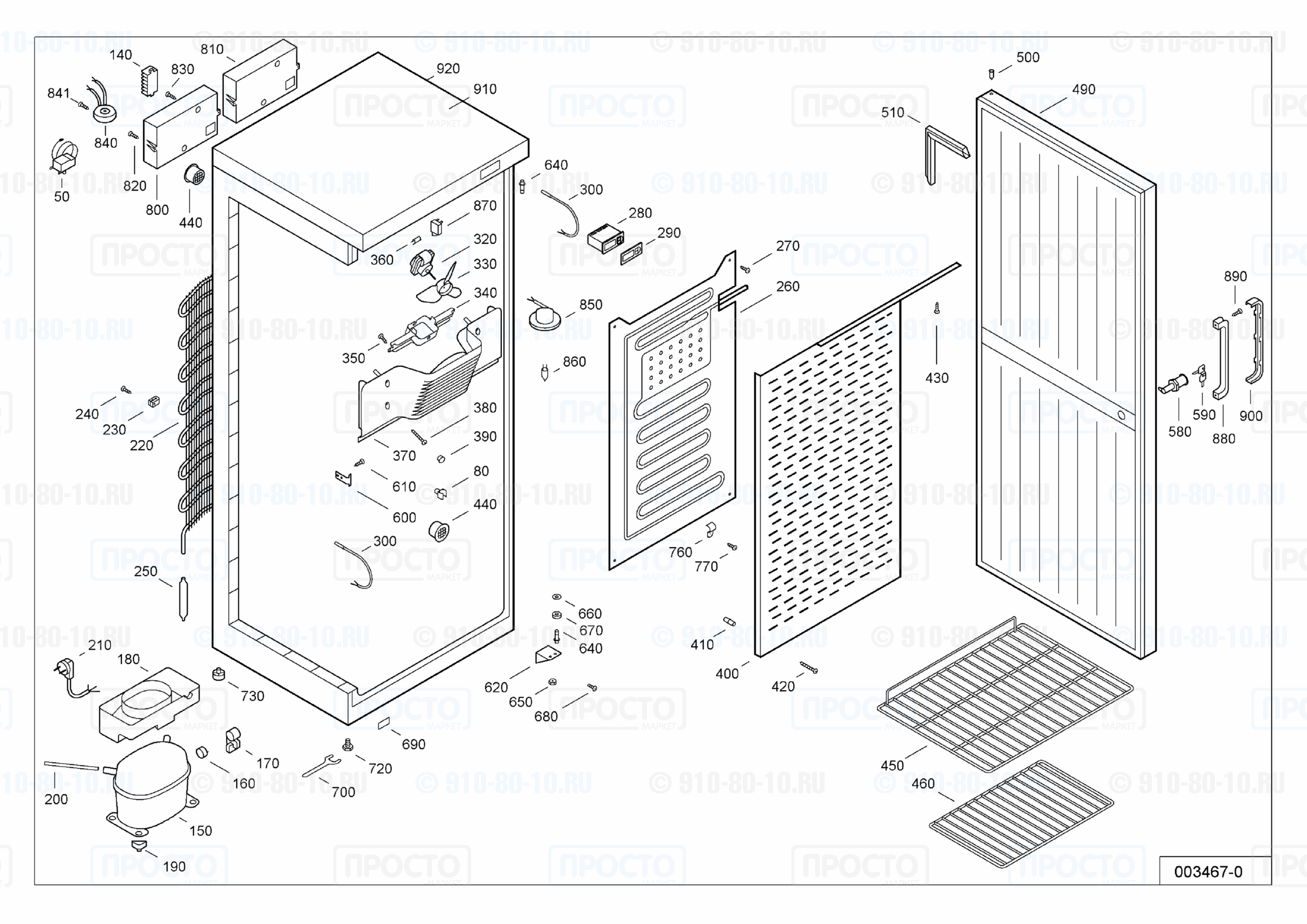 Взрыв-схема запчастей холодильника Liebherr WKSw 3200-20B