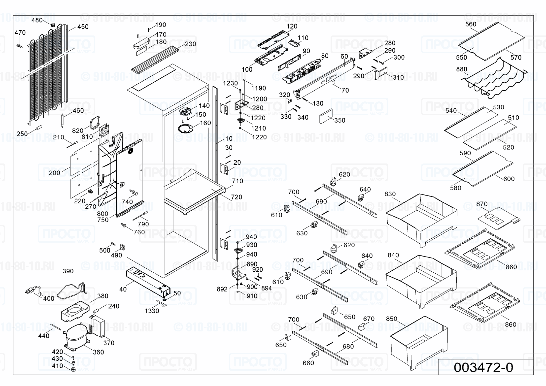 Взрыв-схема запчастей холодильника Liebherr EKB 4250-11