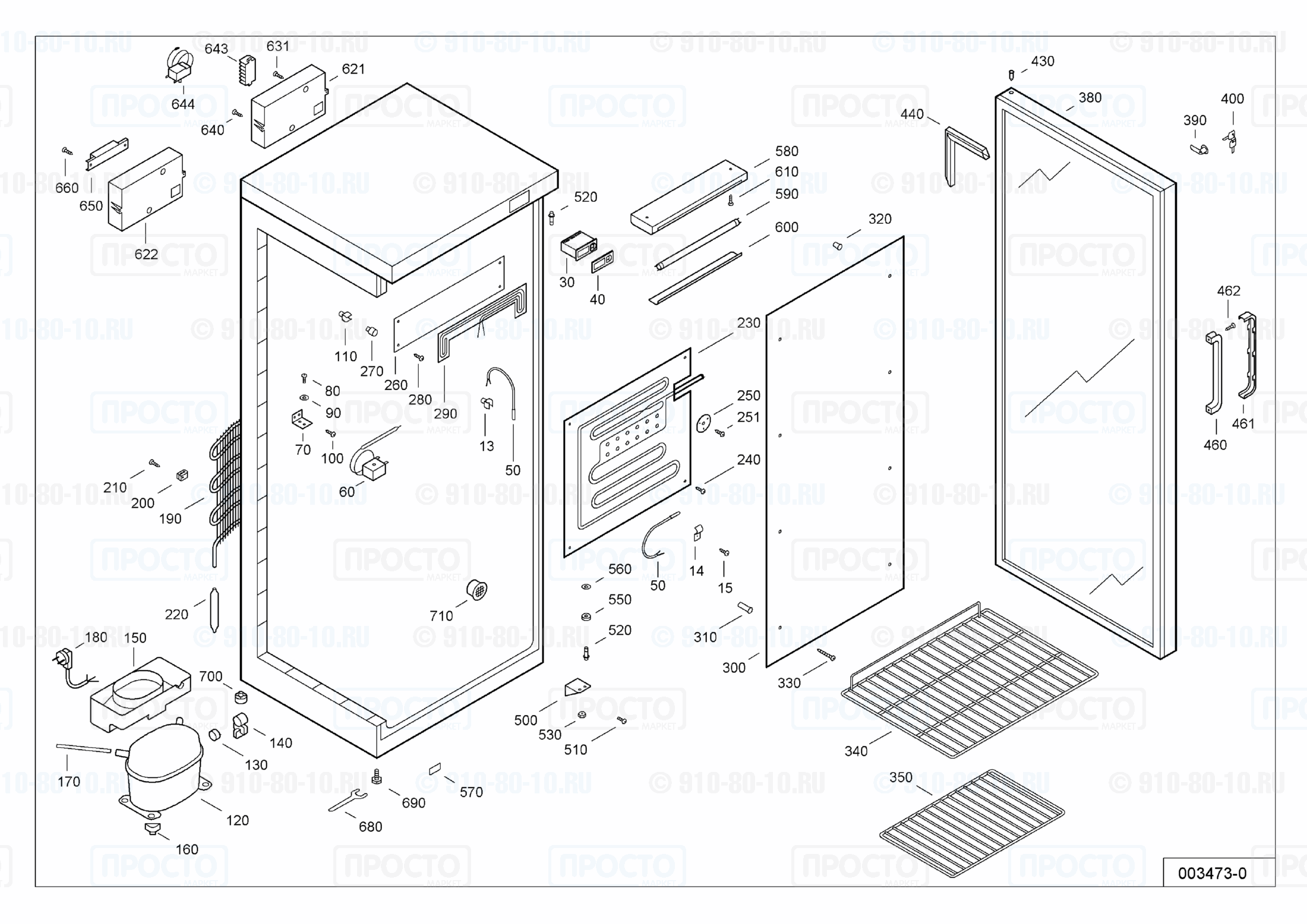 Взрыв-схема запчастей холодильника Liebherr WTSw 3202-20C