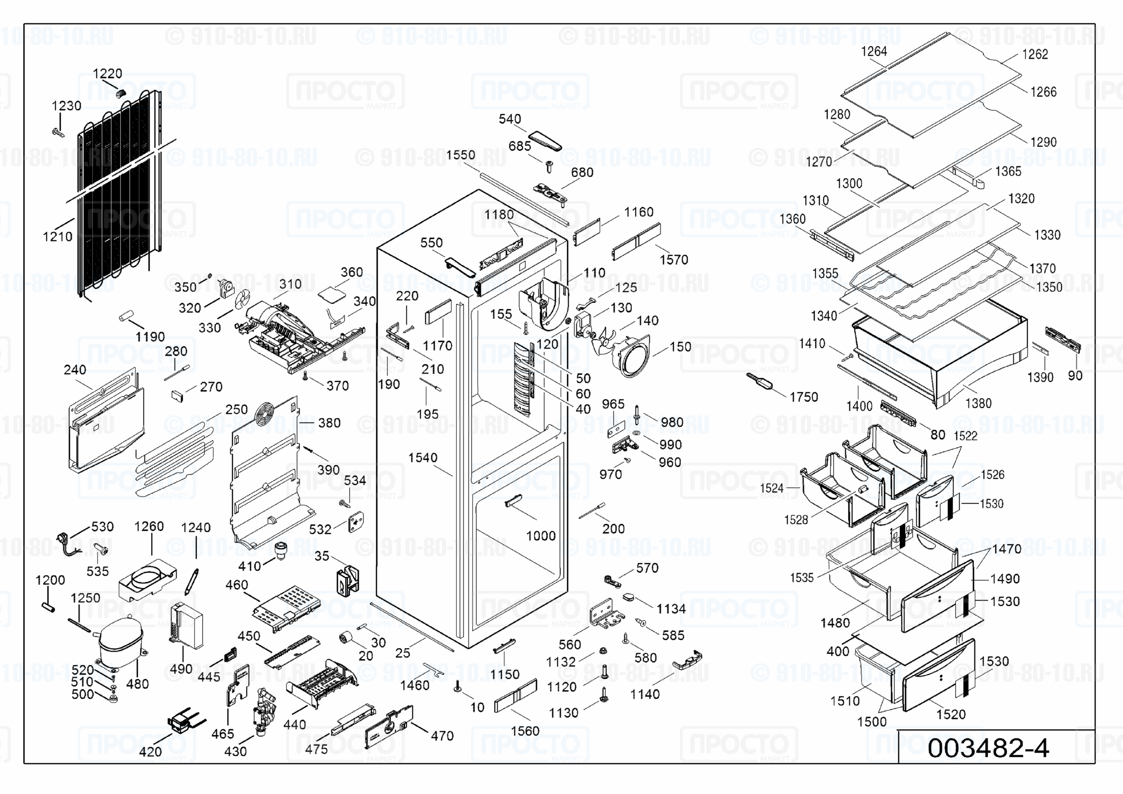 Взрыв-схема запчастей холодильника Liebherr CNes 4066-11C