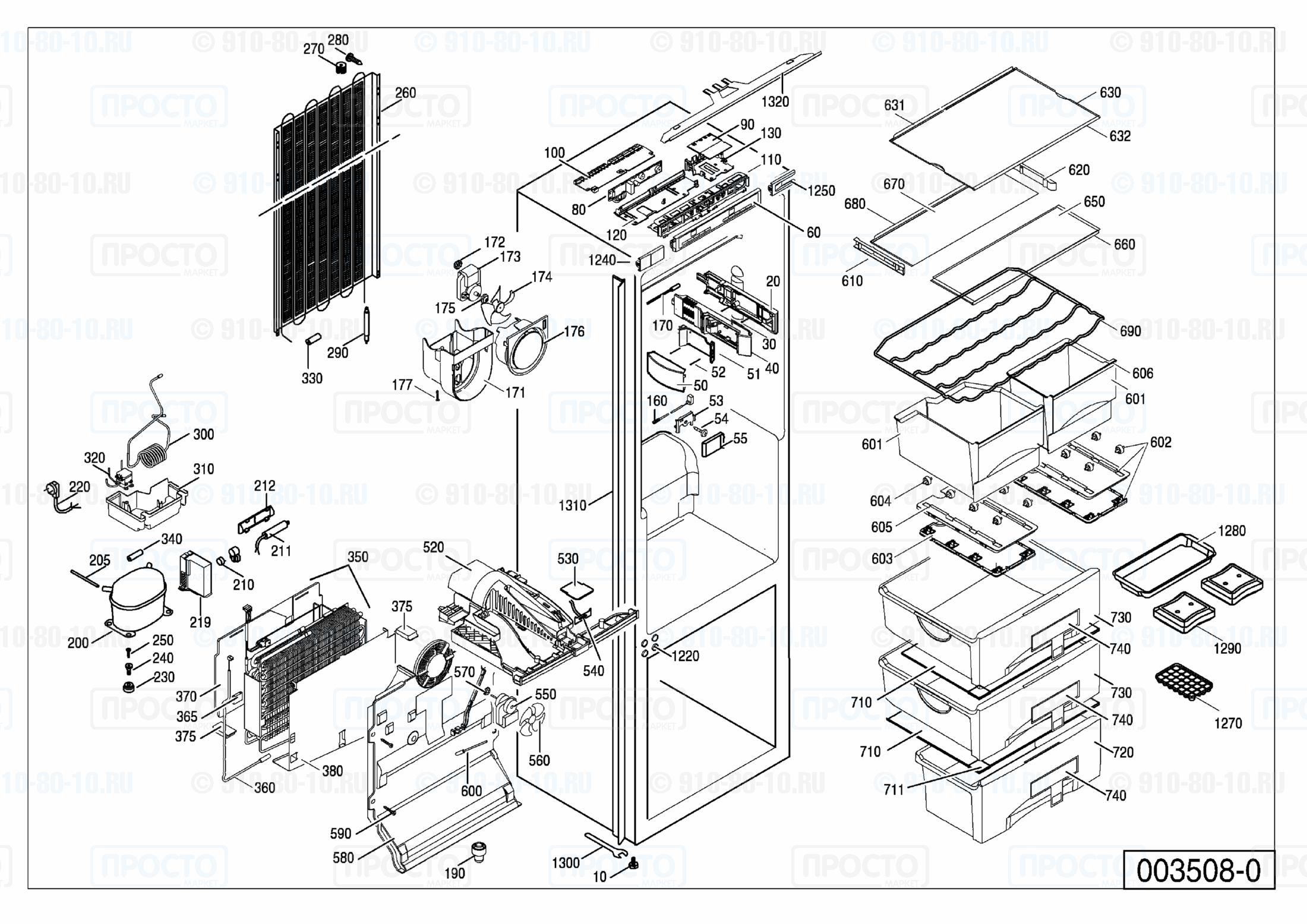 Взрыв-схема запчастей холодильника Liebherr SICN 3056-20J