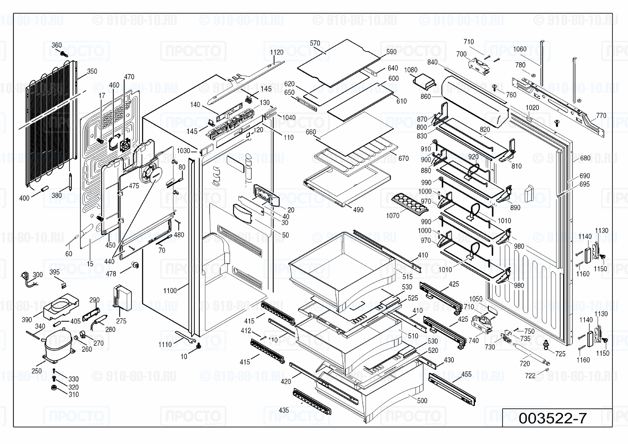 Взрыв-схема запчастей холодильника Liebherr IKB 3620-20H