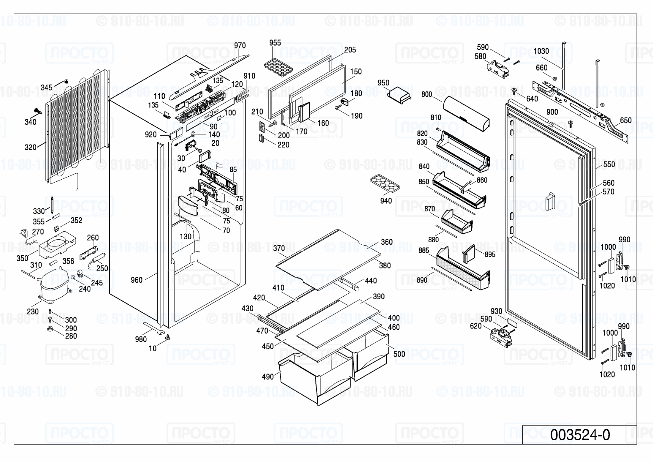 Взрыв-схема запчастей холодильника Liebherr IKP 2654-20F