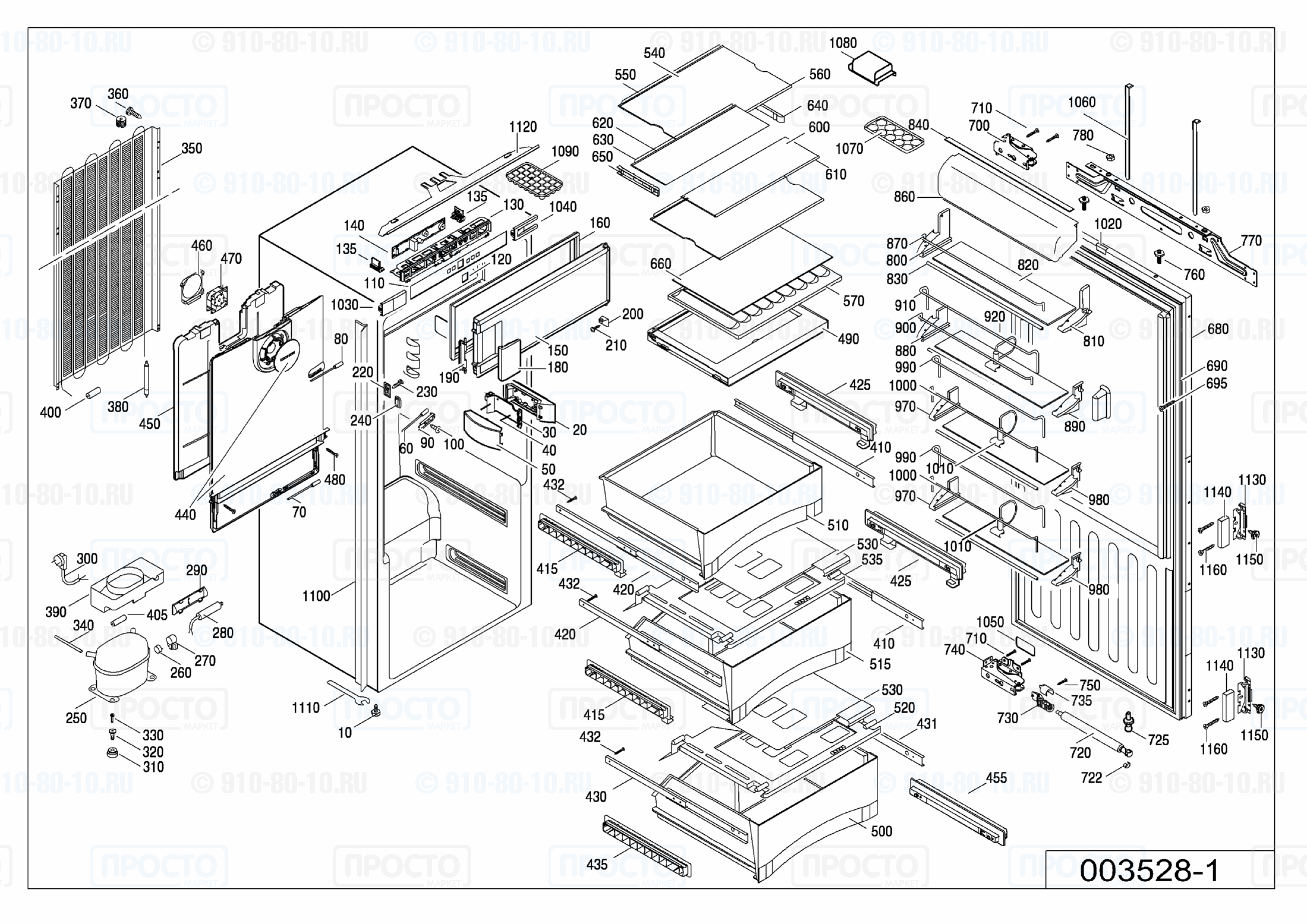 Взрыв-схема запчастей холодильника Liebherr IKB 3414-20L