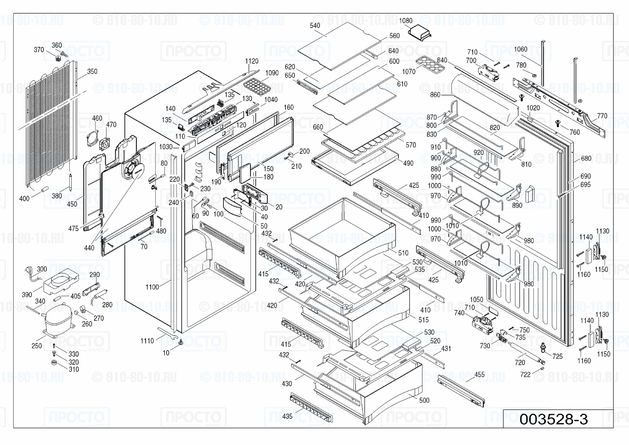Взрыв-схема запчастей холодильника Liebherr IKB 3414-20R