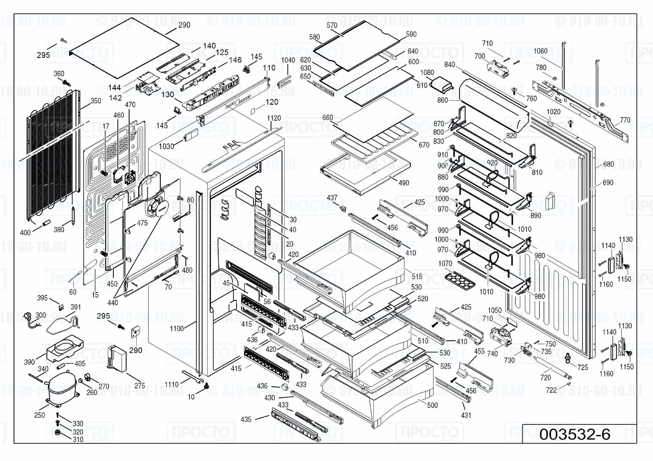Взрыв-схема запчастей холодильника Liebherr IKB 3650-11B