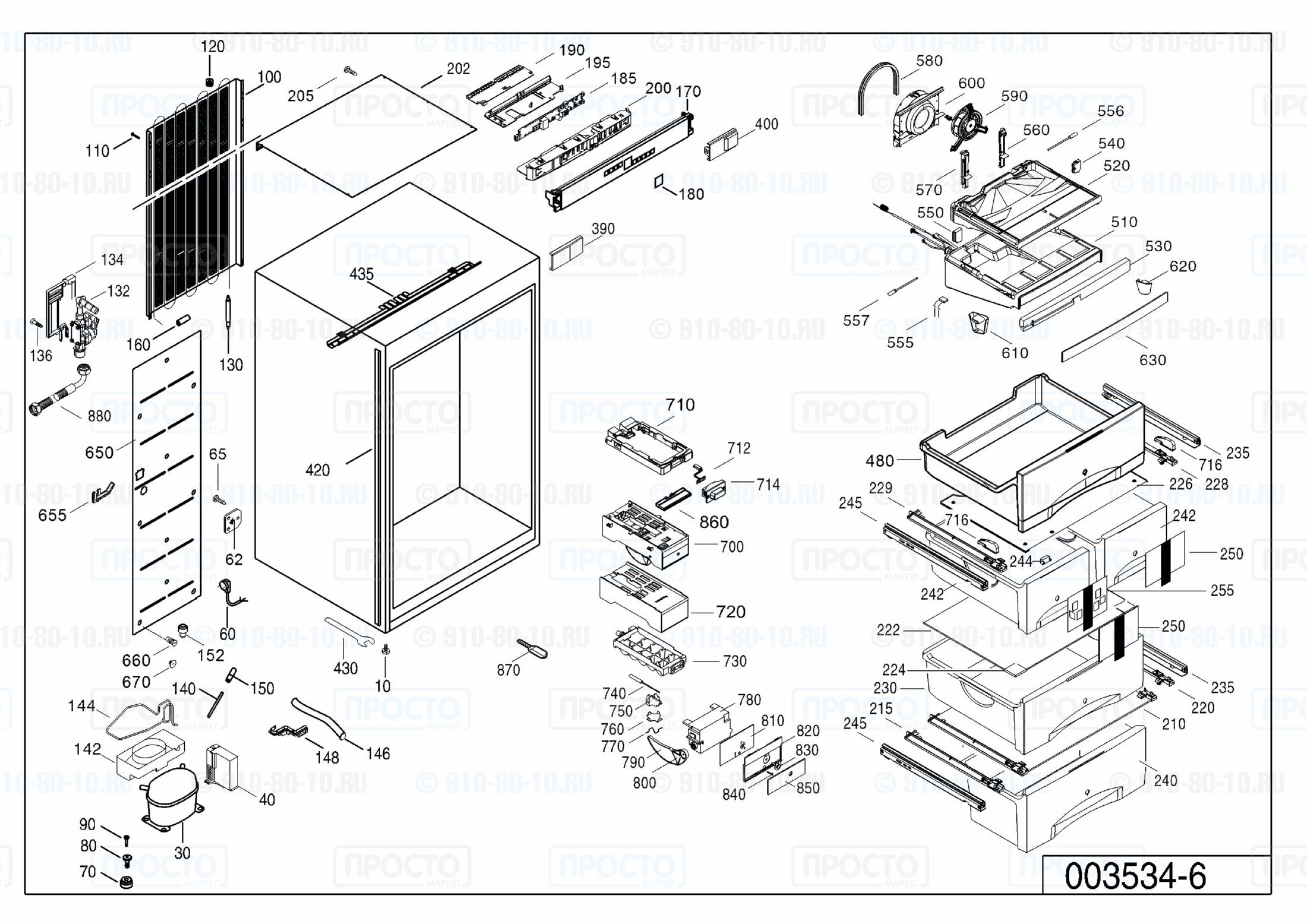 Взрыв-схема запчастей холодильника Liebherr IGN 2566-10C