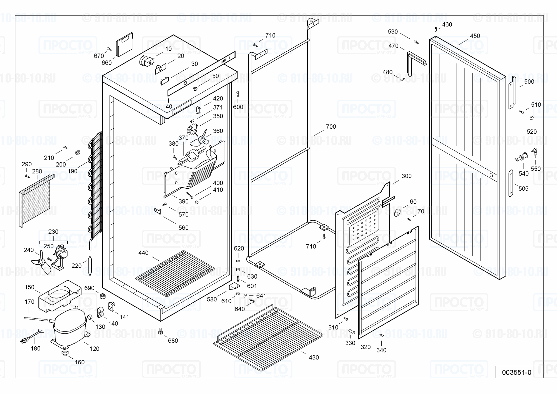 Взрыв-схема запчастей холодильника Liebherr UKS 3500-10K