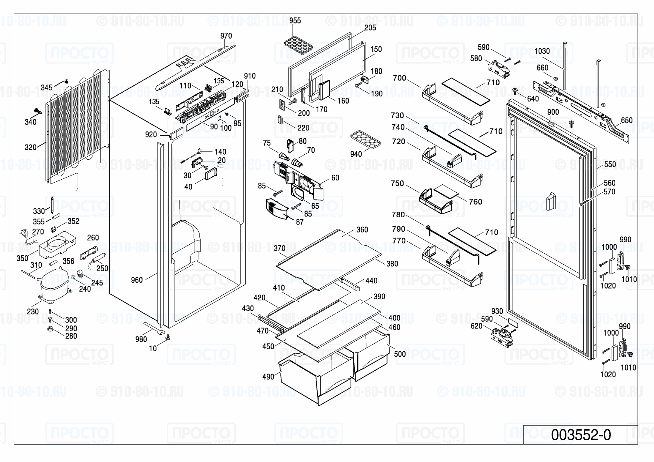 Взрыв-схема запчастей холодильника Liebherr IKP 1504-20C
