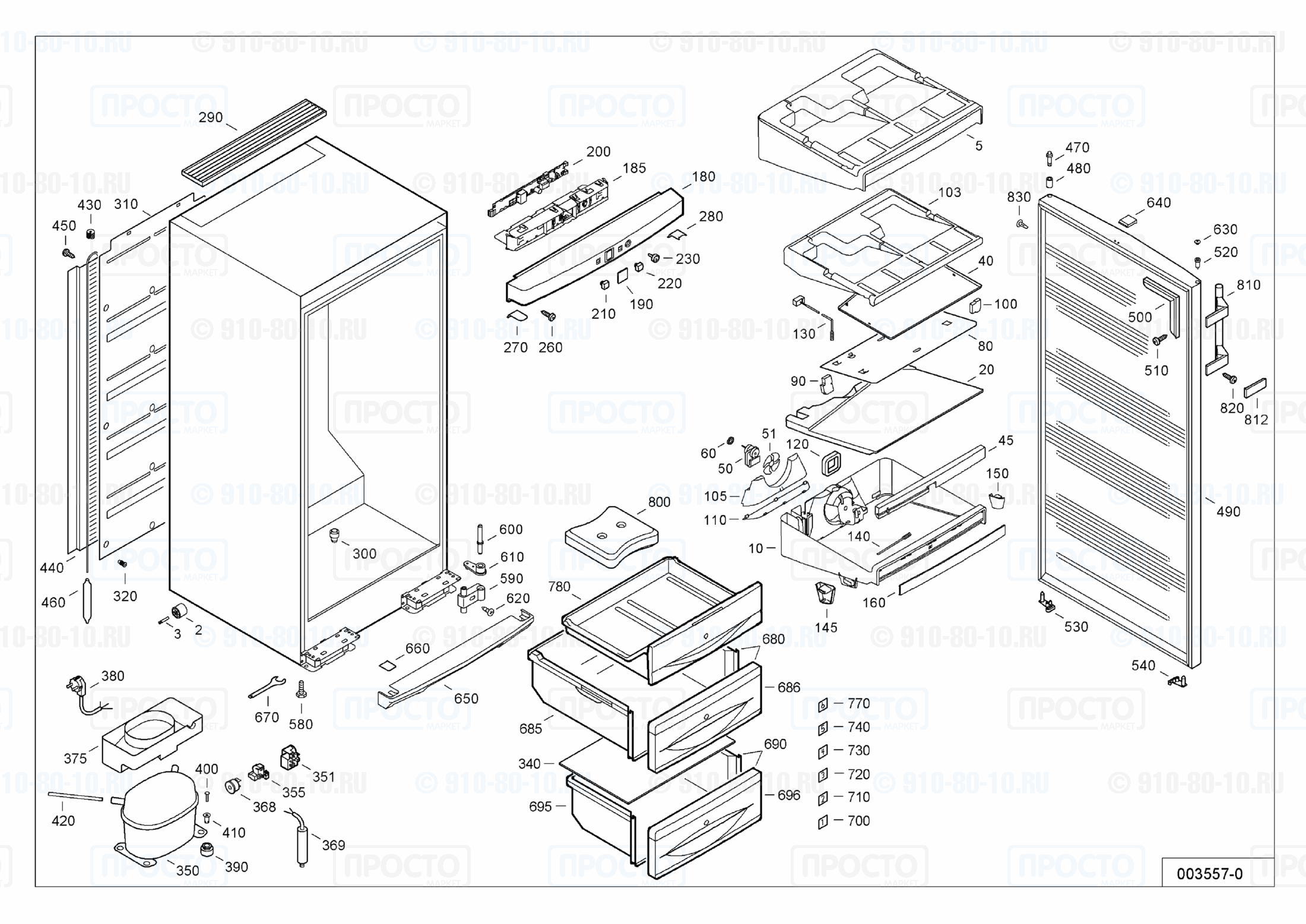 Взрыв-схема запчастей холодильника Liebherr GN 2103-20A