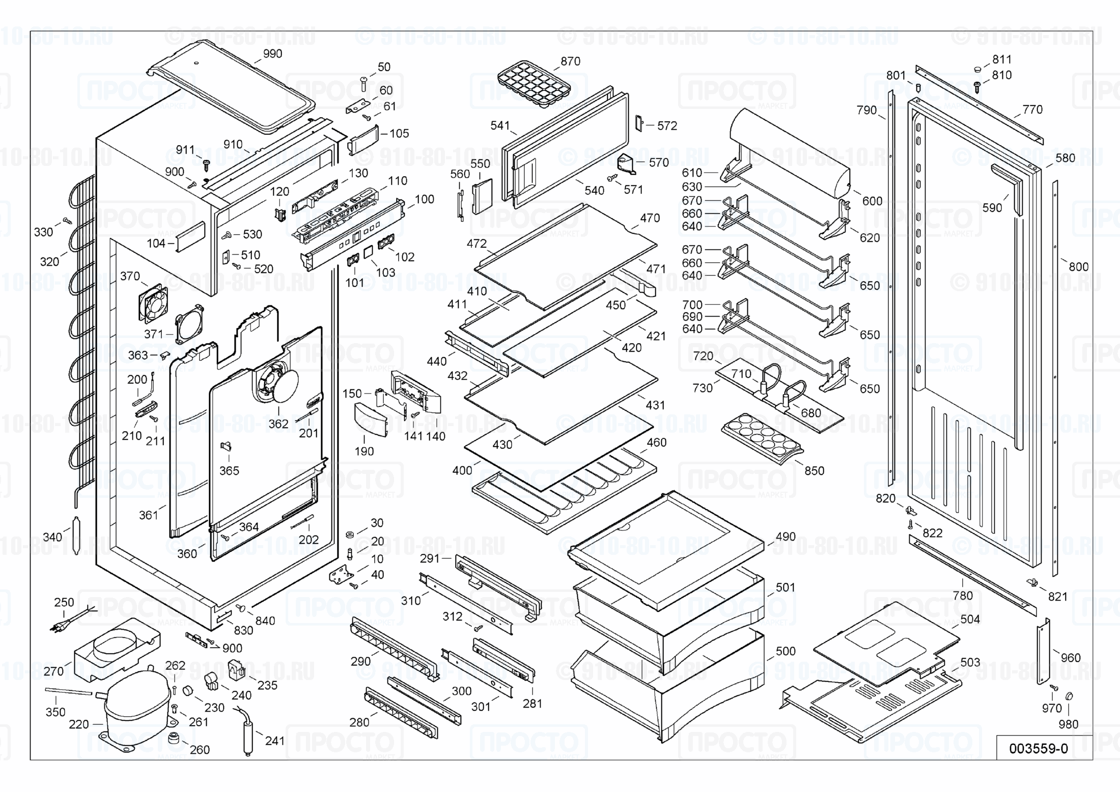 Взрыв-схема запчастей холодильника Liebherr EKBc 2454-21