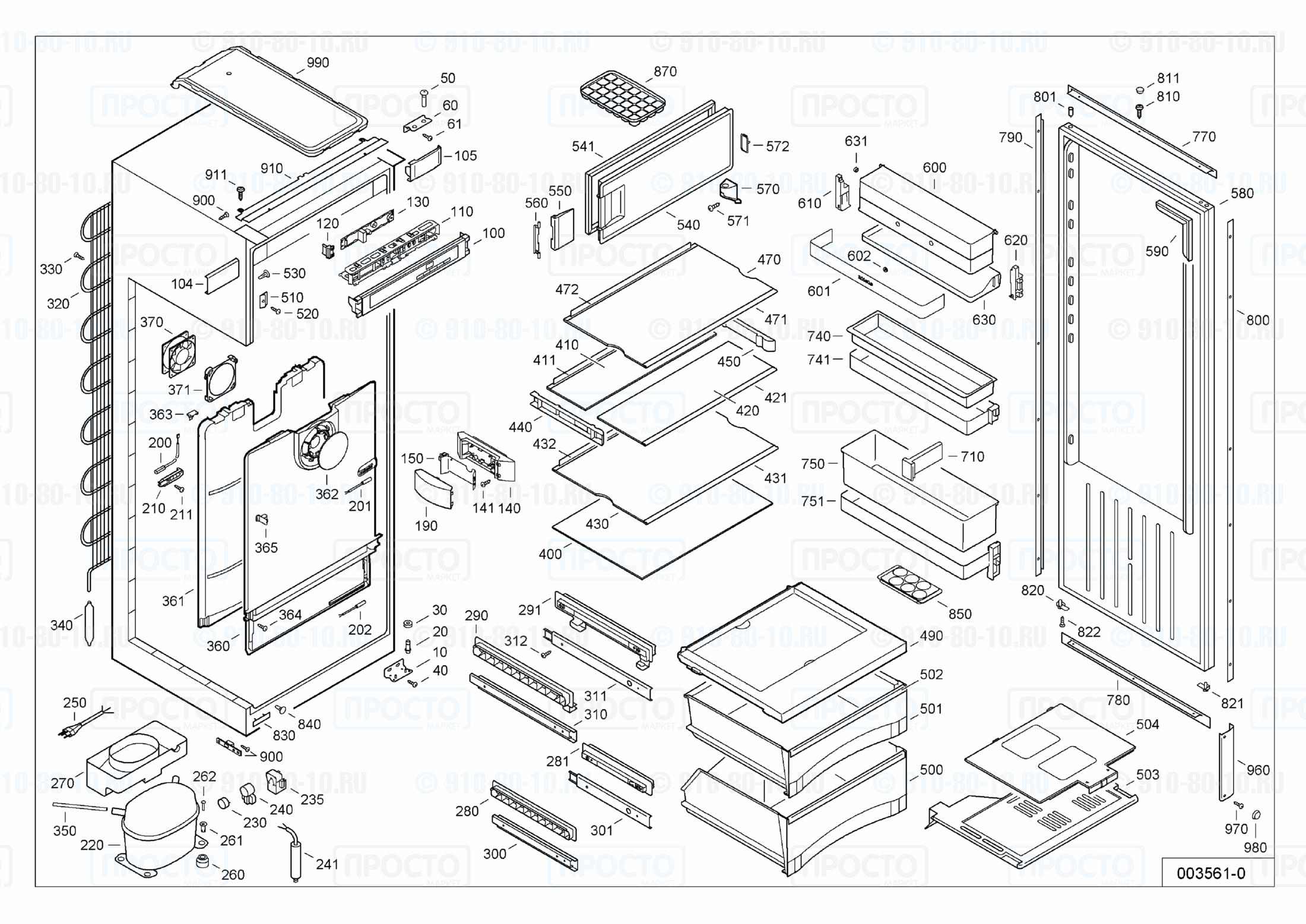Взрыв-схема запчастей холодильника Liebherr EKBc 2454-21