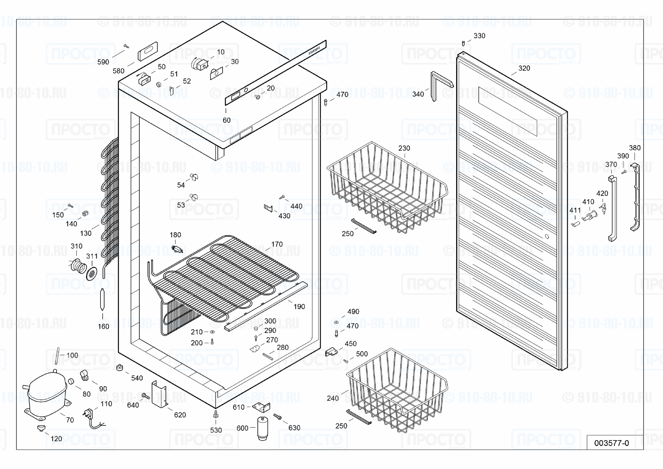 Взрыв-схема запчастей холодильника Liebherr TGS 5250-20A