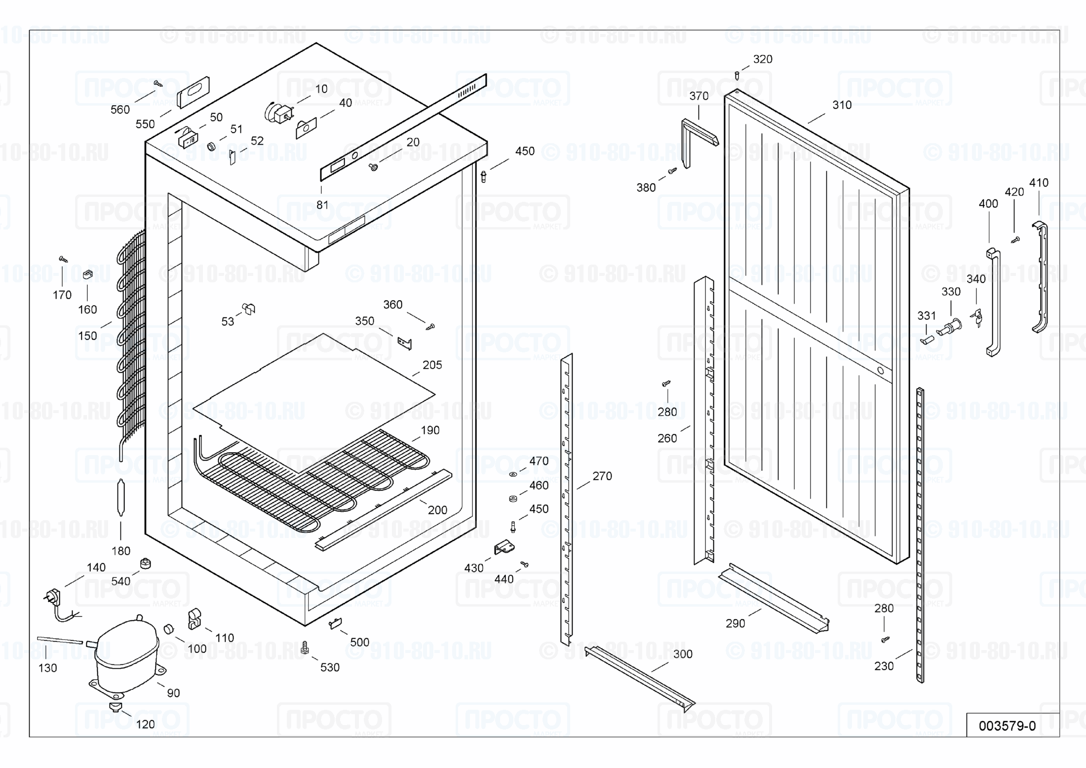 Взрыв-схема запчастей холодильника Liebherr TGS 4000-20F