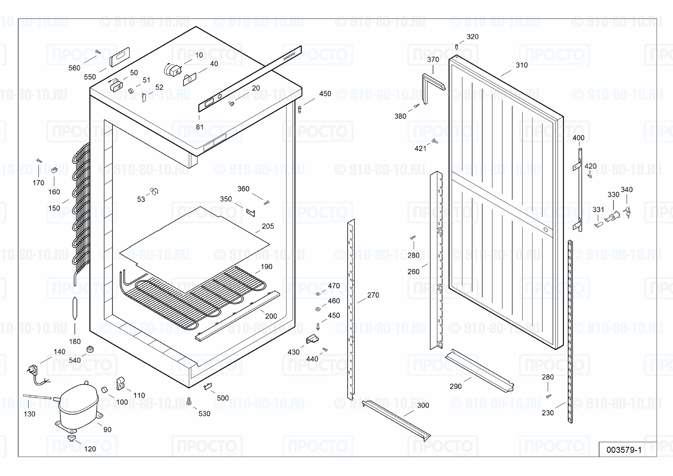 Взрыв-схема запчастей холодильника Liebherr TGS 4000-21A