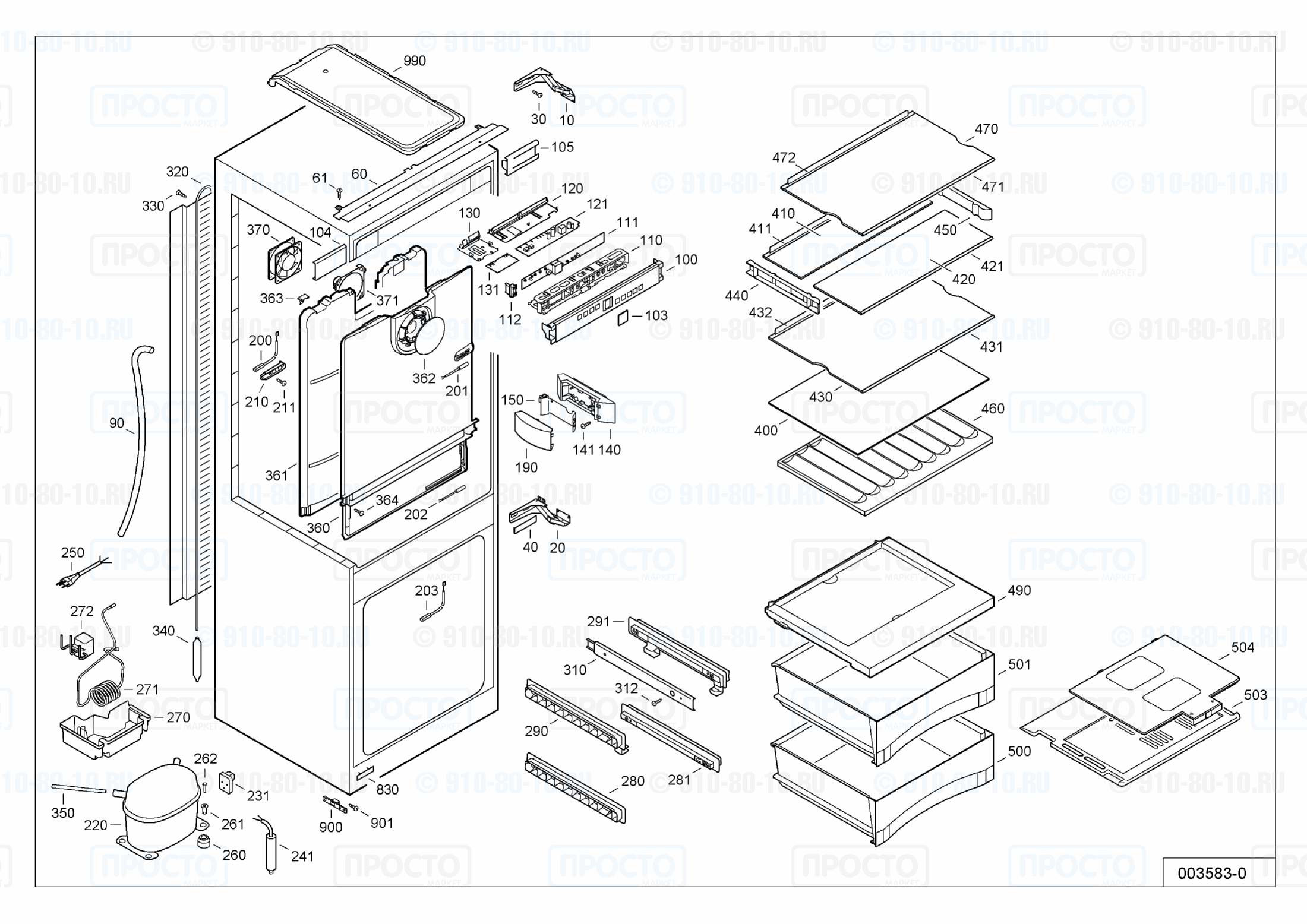 Взрыв-схема запчастей холодильника Liebherr ICBc 3356-20E
