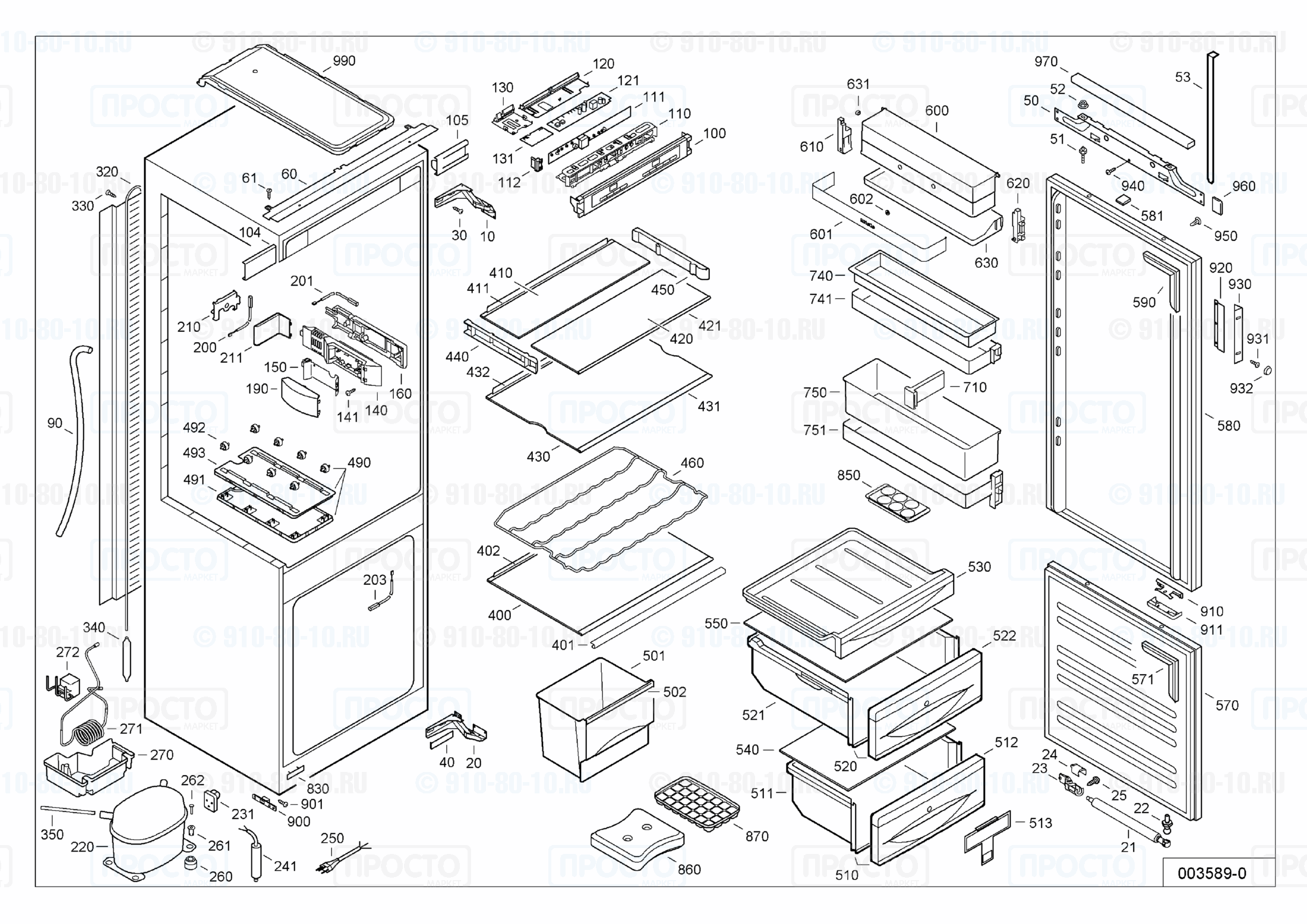 Взрыв-схема запчастей холодильника Liebherr ICc 2856-20E
