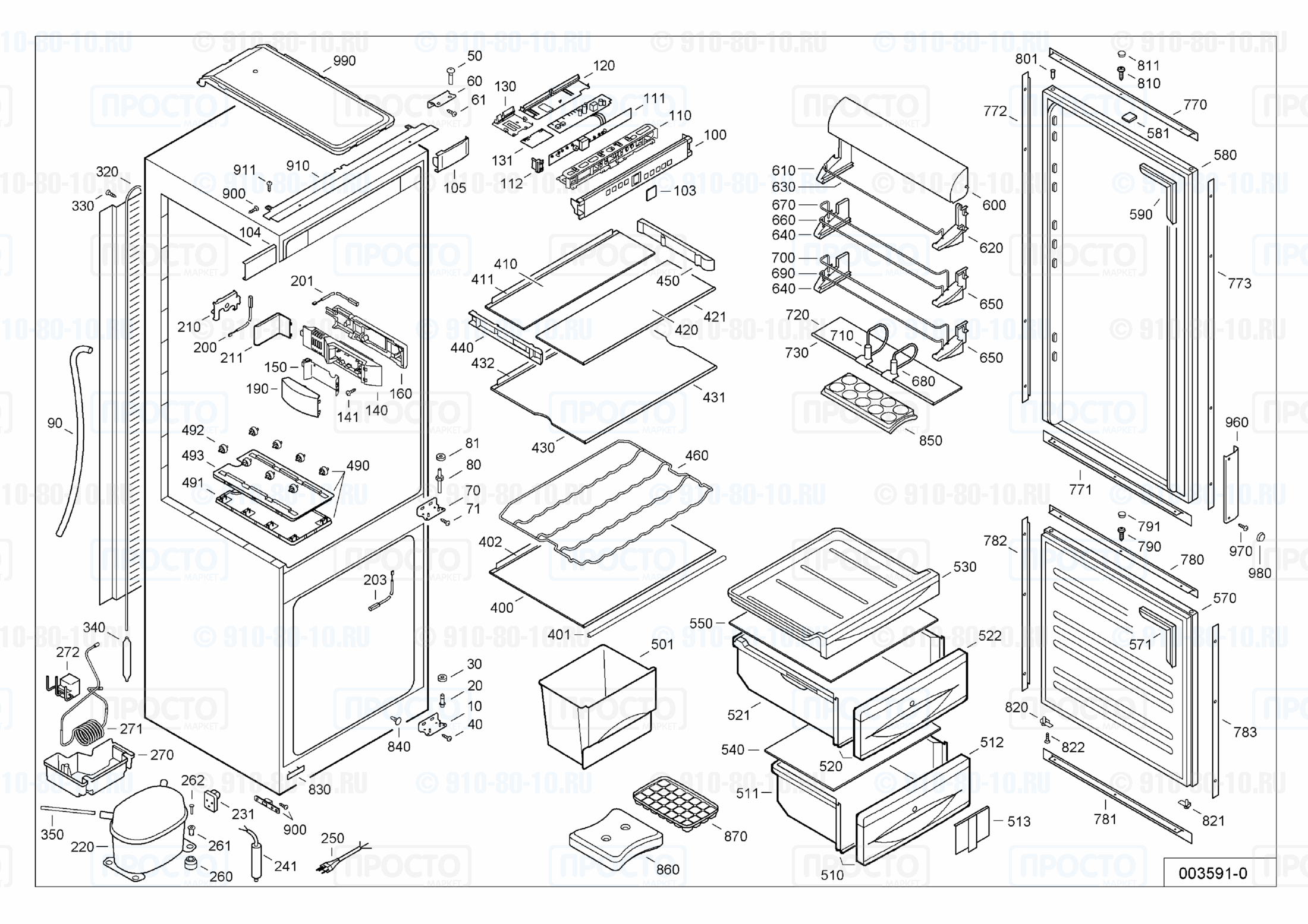 Взрыв-схема запчастей холодильника Liebherr ECc 2856-20I
