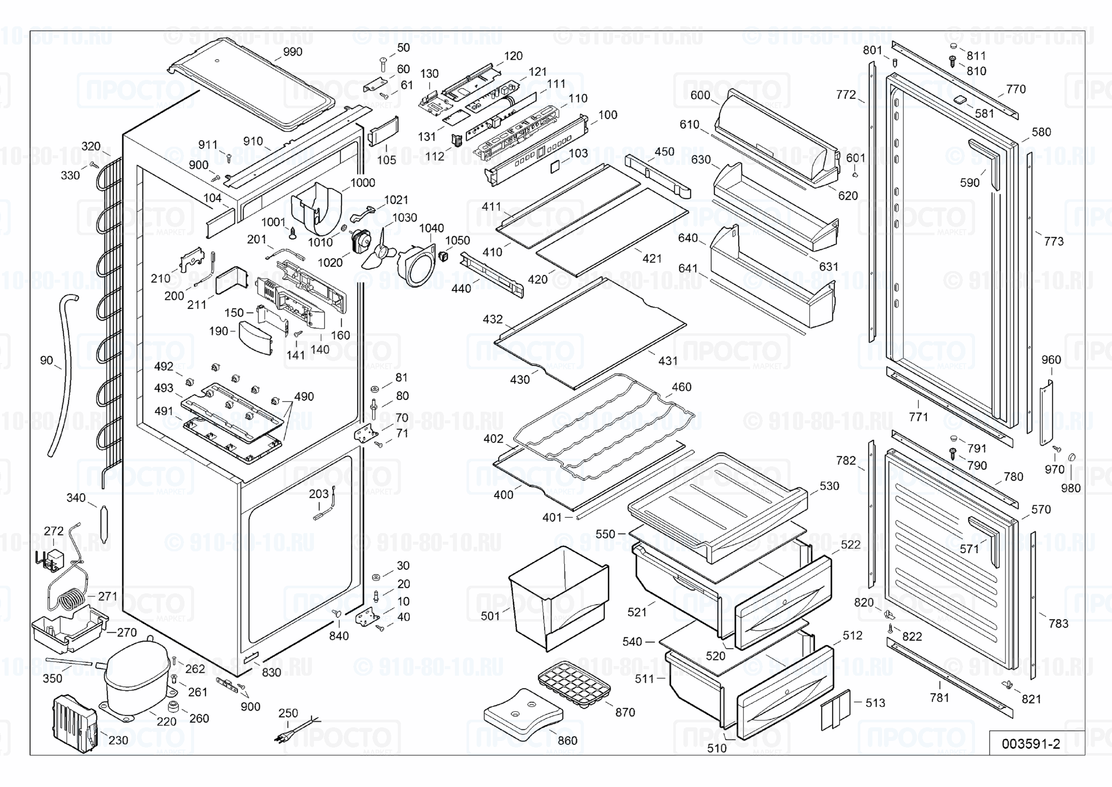 Взрыв-схема запчастей холодильника Liebherr ECPc 2856-20C