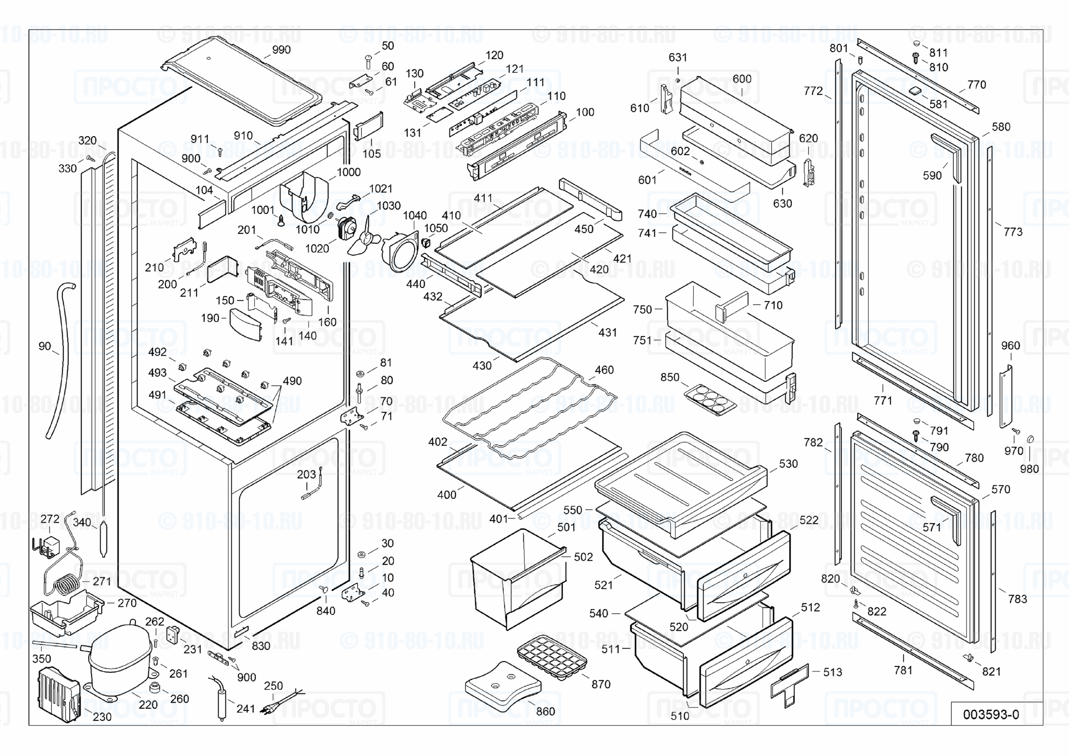 Взрыв-схема запчастей холодильника Liebherr ECc 2856-20E