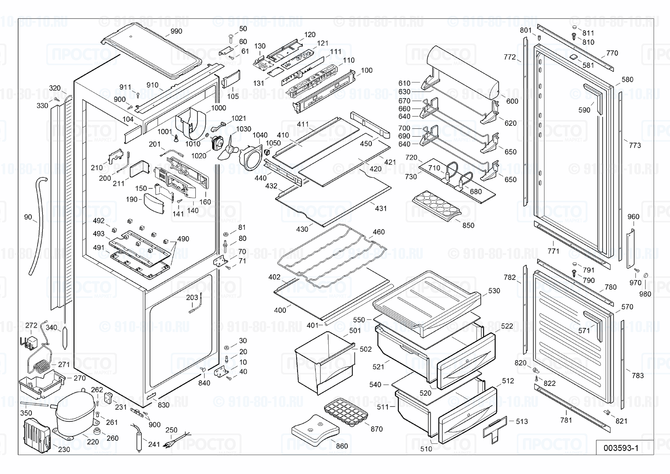 Взрыв-схема запчастей холодильника Liebherr ECPc 3056-20B