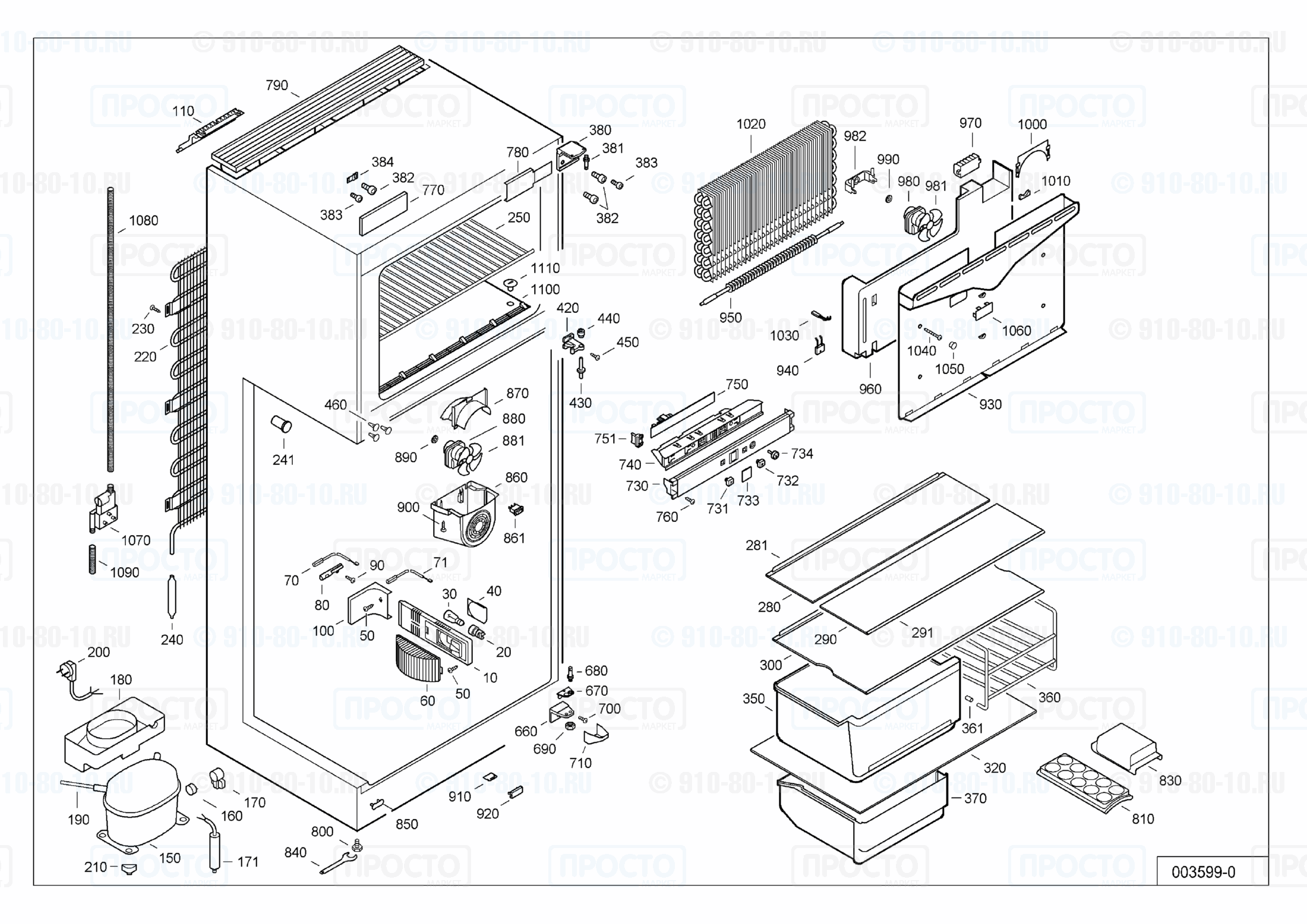 Взрыв-схема запчастей холодильника Liebherr CTNes 4663-20