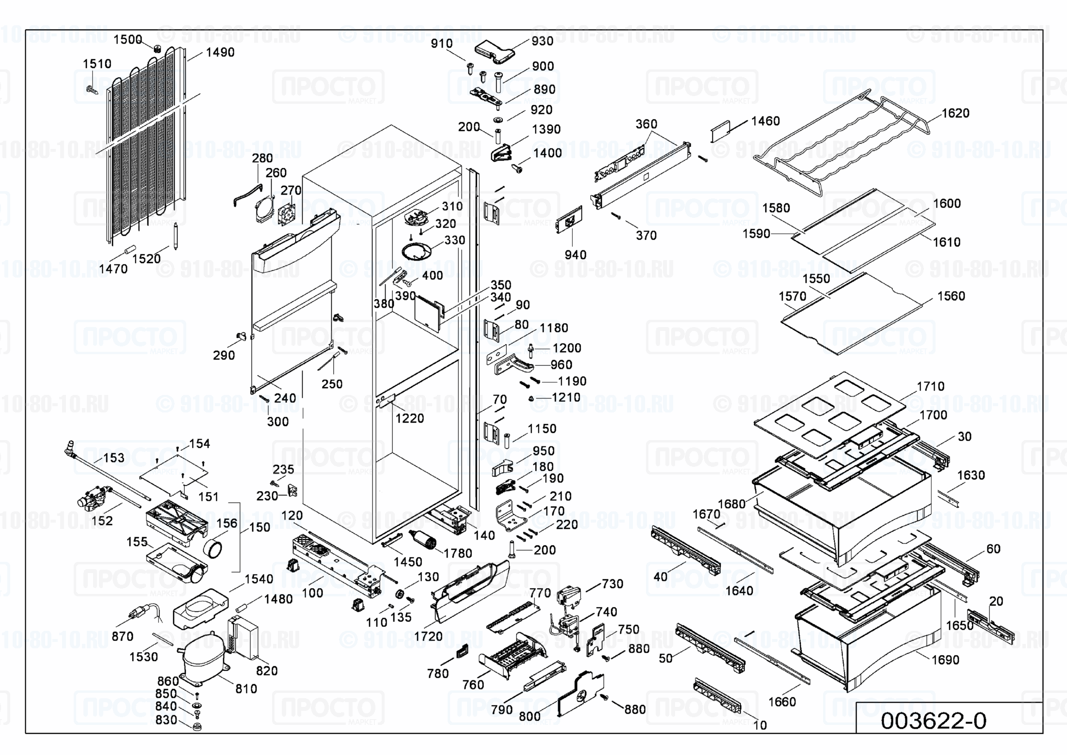 Взрыв-схема запчастей холодильника Liebherr EBN 3256-10C