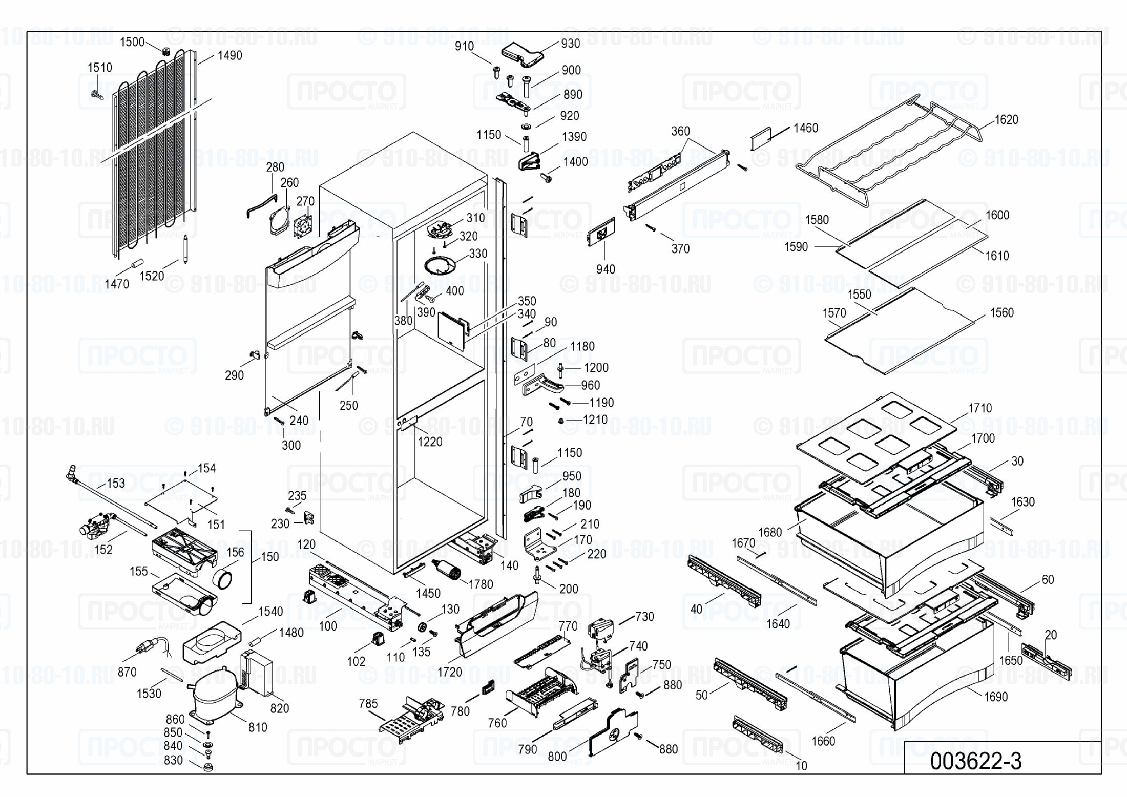 Взрыв-схема запчастей холодильника Liebherr EBN 3256-11E