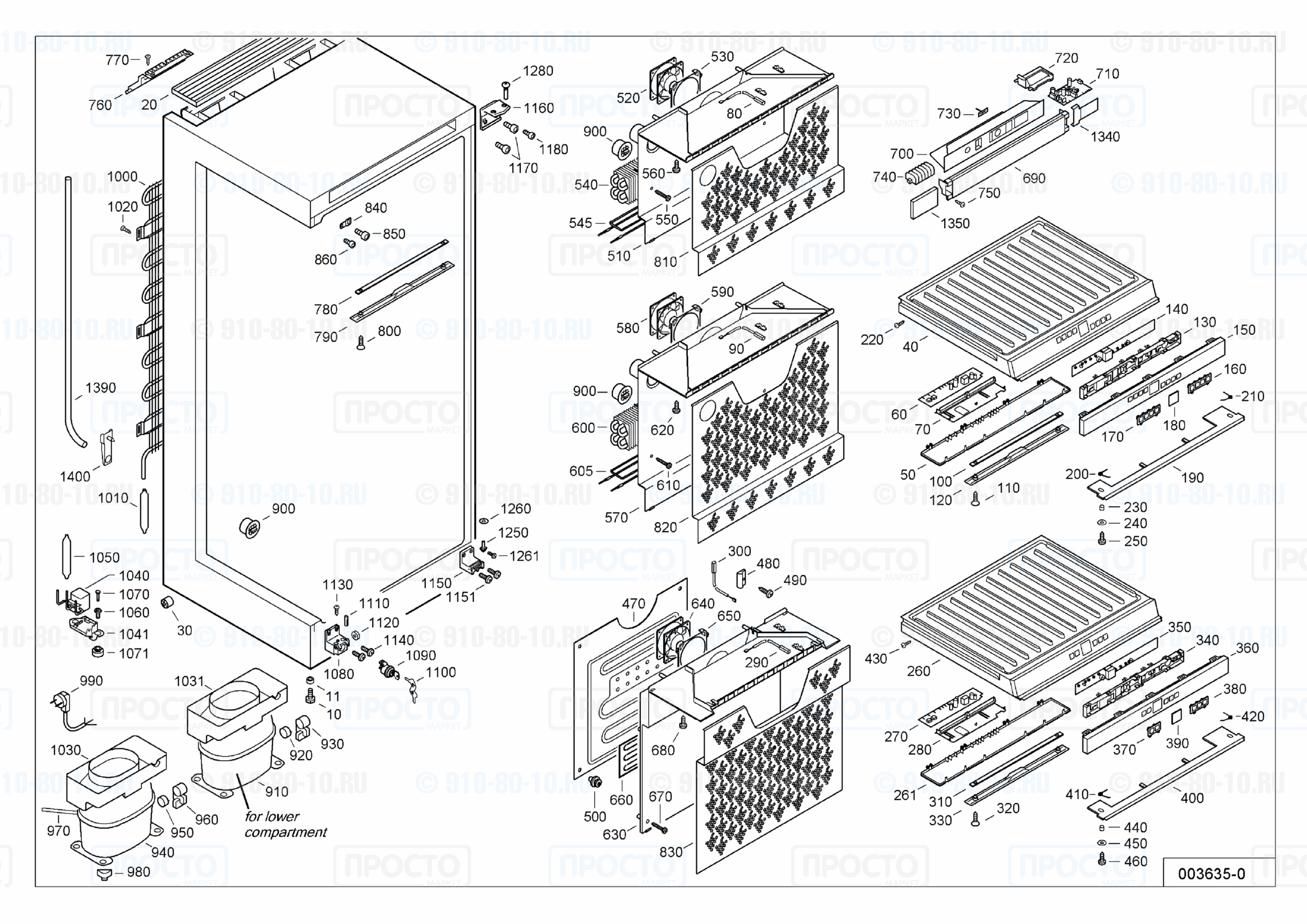 Взрыв-схема запчастей холодильника Liebherr GWTes 4677-20F