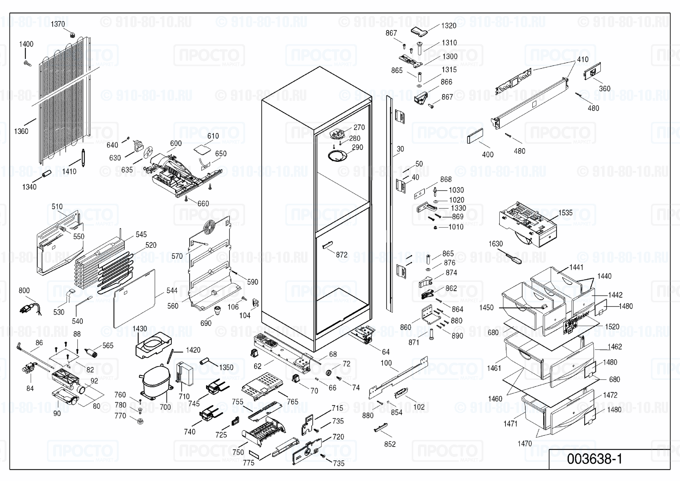 Взрыв-схема запчастей холодильника Liebherr EWTN 3056-10