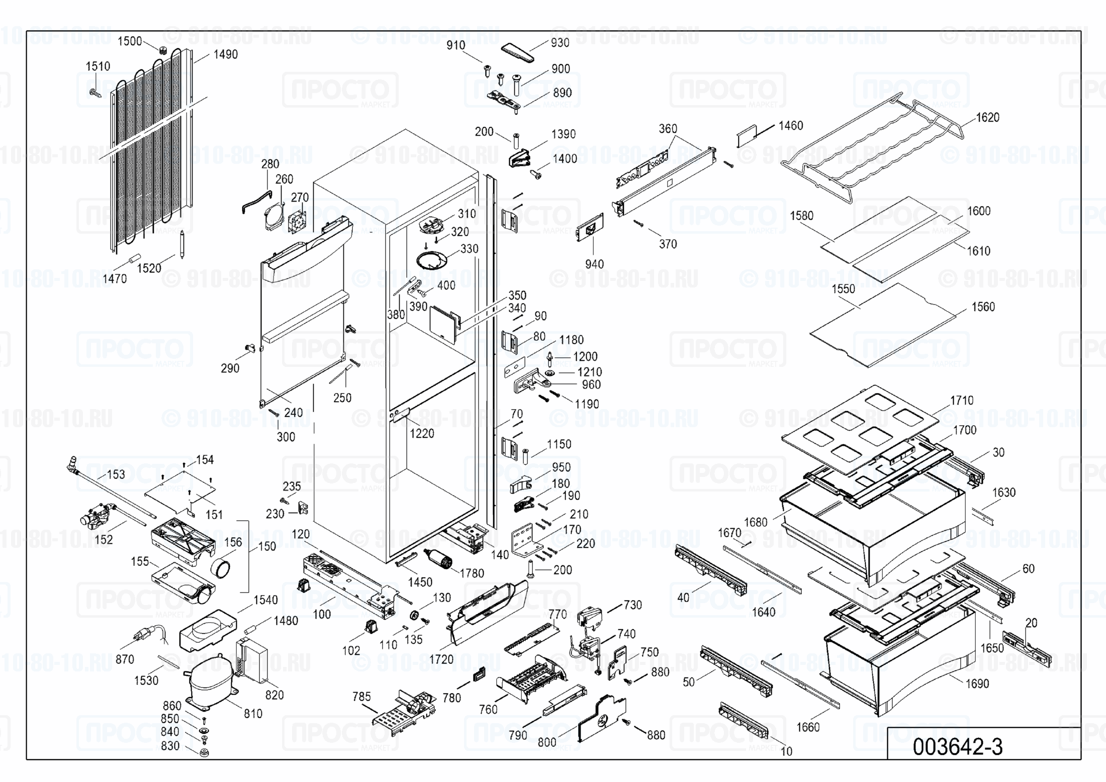 Взрыв-схема запчастей холодильника Liebherr EBNes 3256-12D