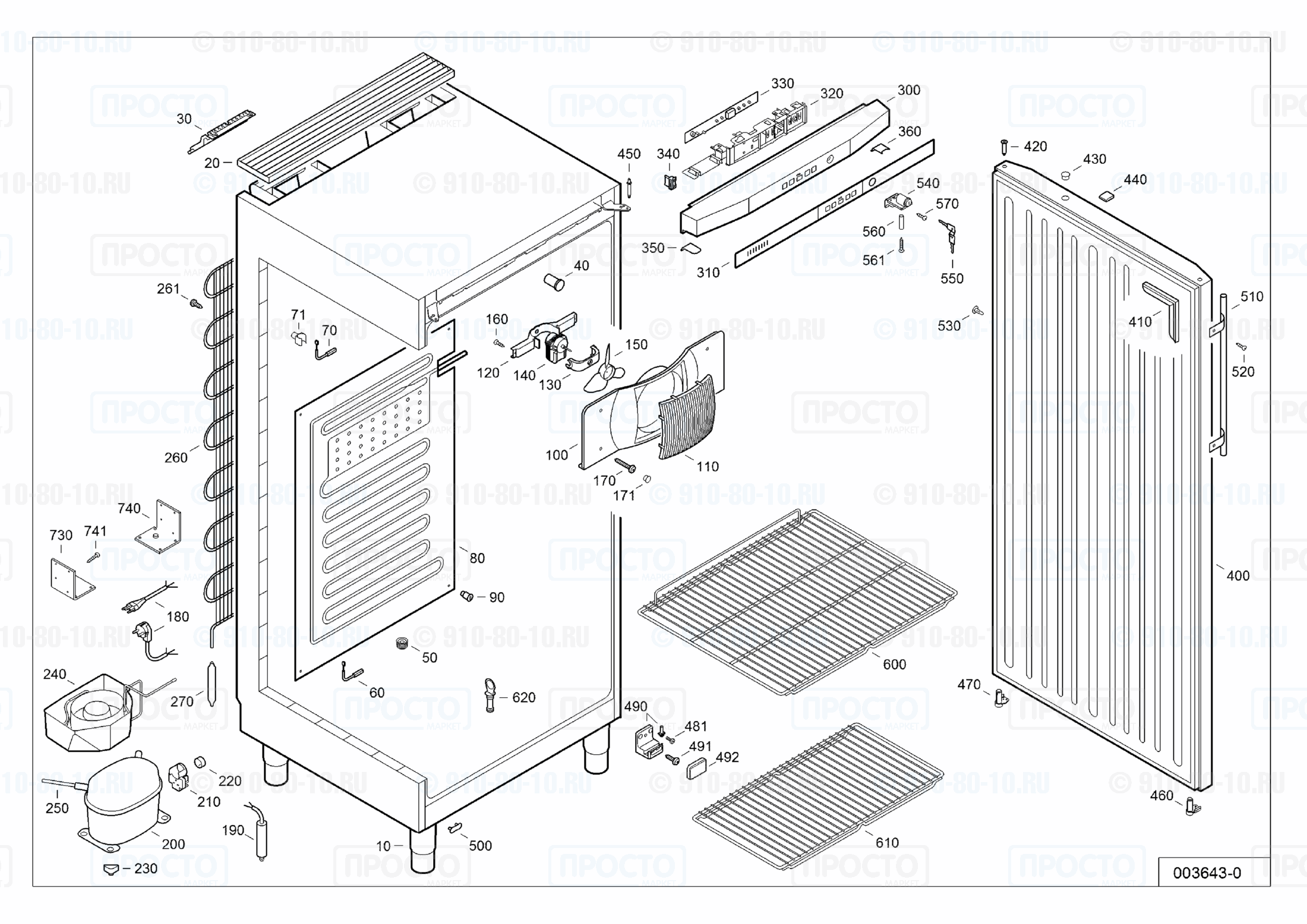 Взрыв-схема запчастей холодильника Liebherr GKv 5710-20E
