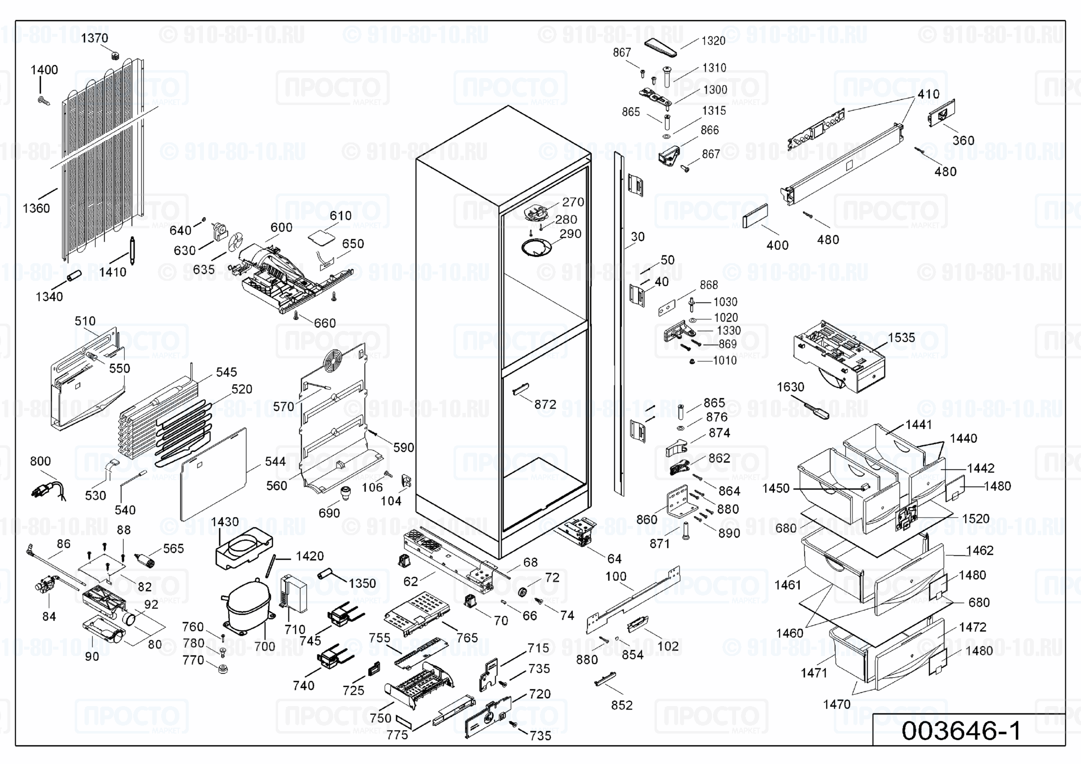 Взрыв-схема запчастей холодильника Liebherr EWTNes 3056-10