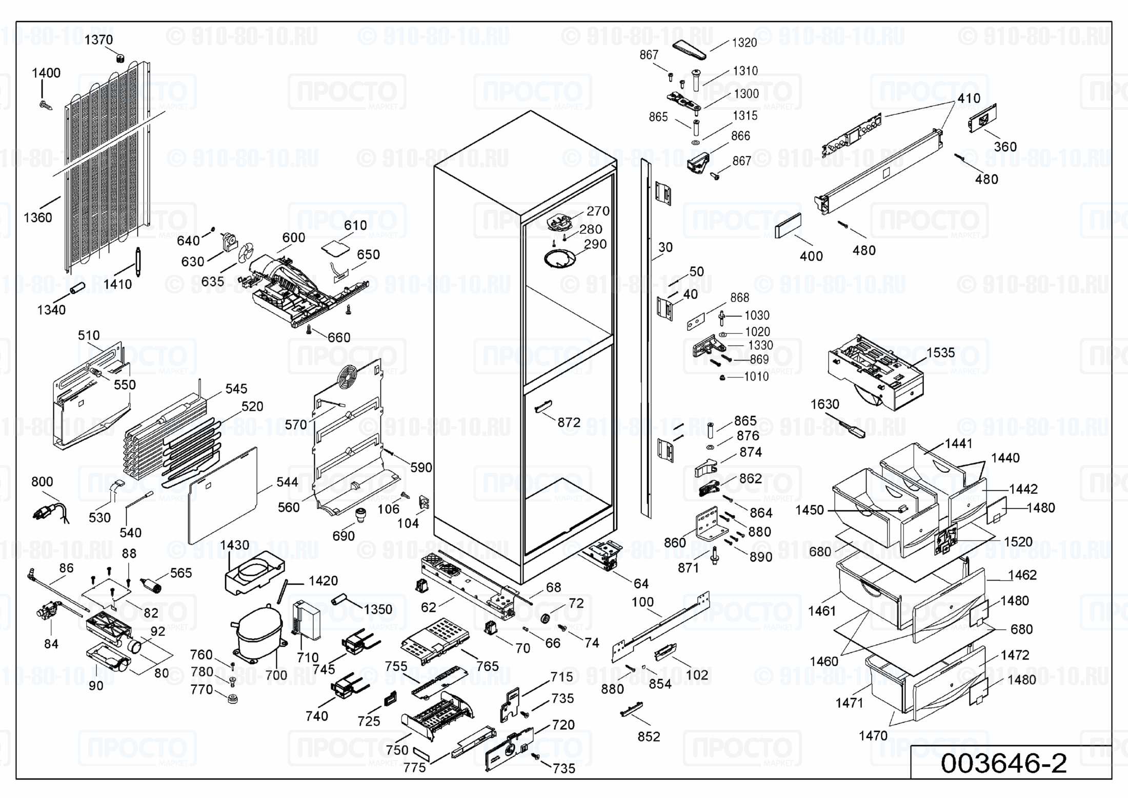 Взрыв-схема запчастей холодильника Liebherr EWTNes 3056-13C