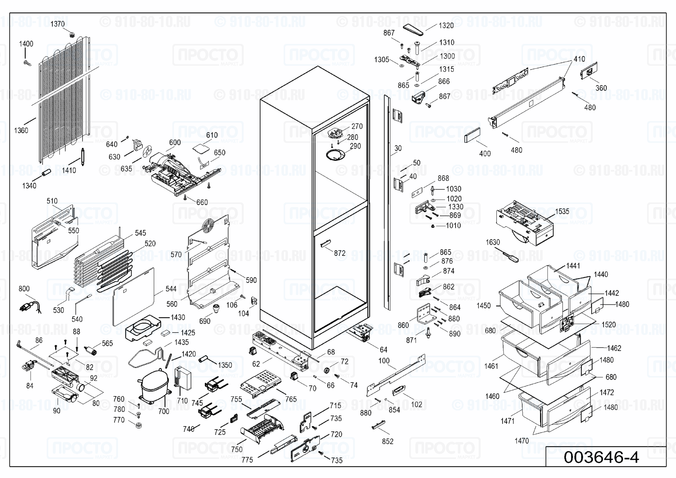 Взрыв-схема холодильника Liebherr EWTNes 3056-13H