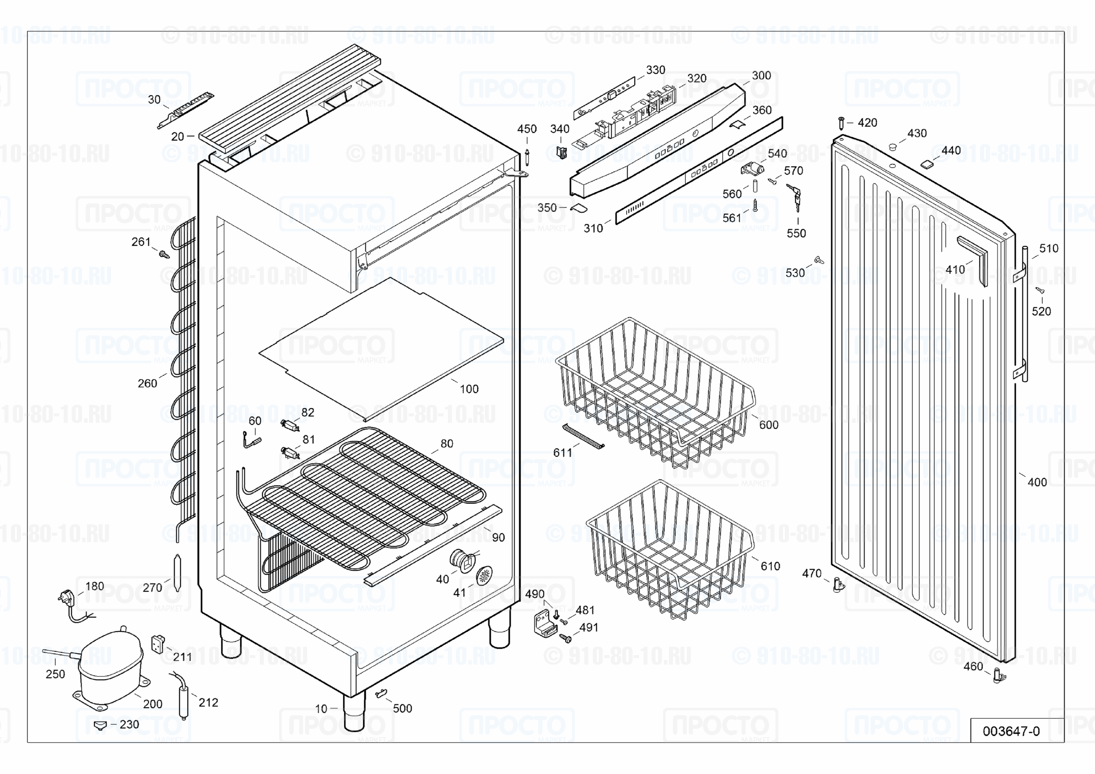 Взрыв-схема запчастей холодильника Liebherr GG 5210-20C