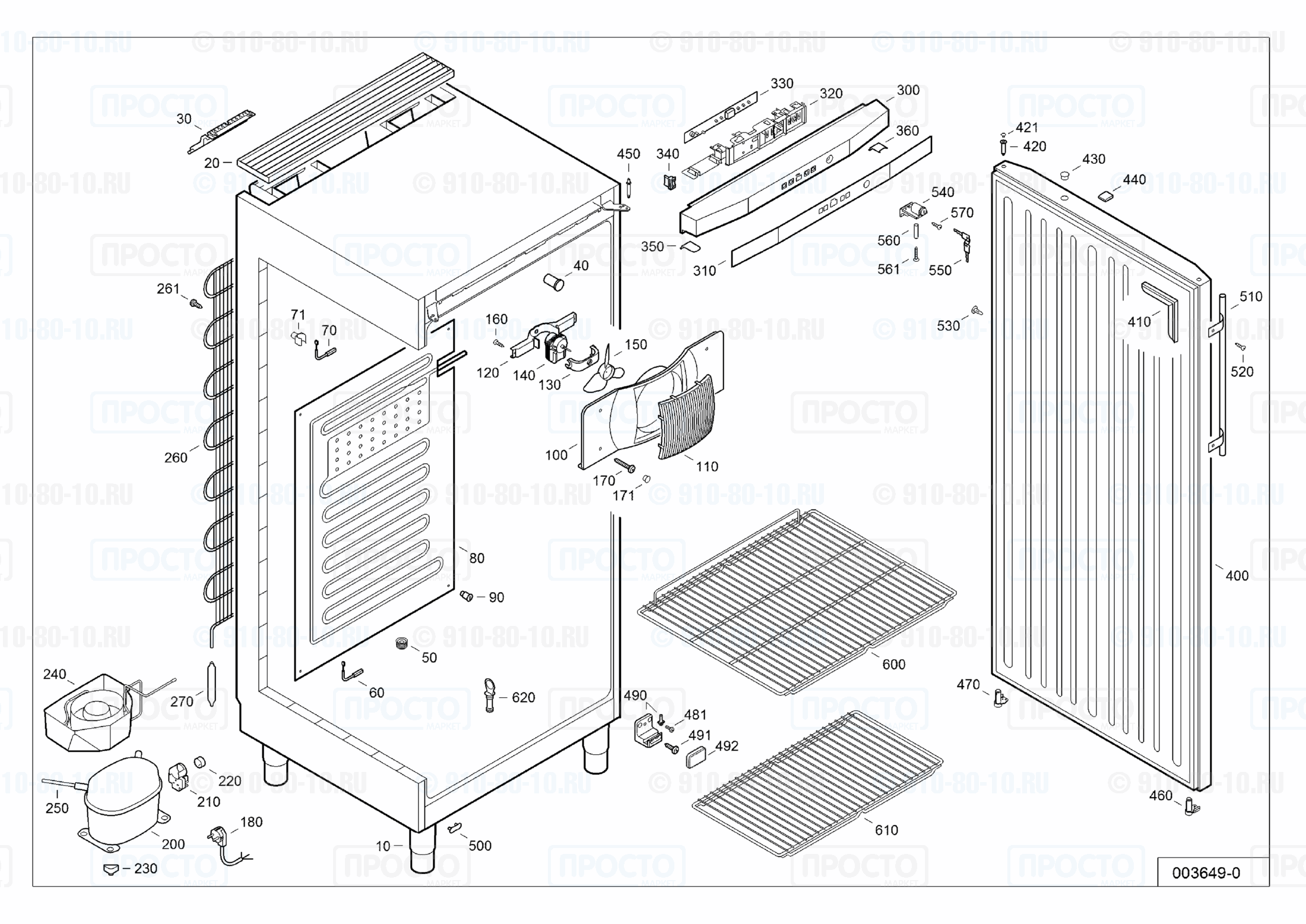 Взрыв-схема запчастей холодильника Liebherr GKv 6460-20D