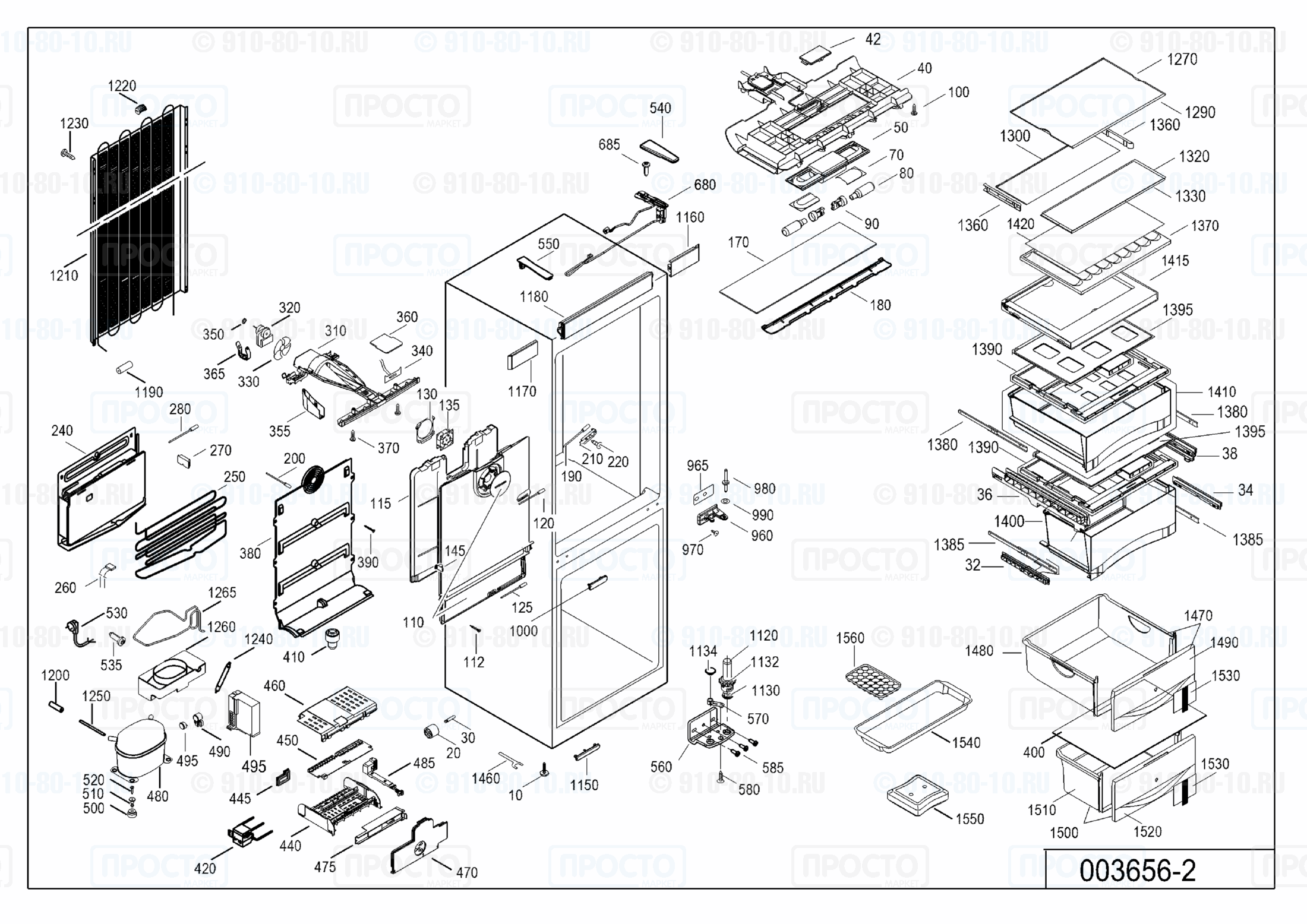 Взрыв-схема запчастей холодильника Liebherr CBN 3956-10J