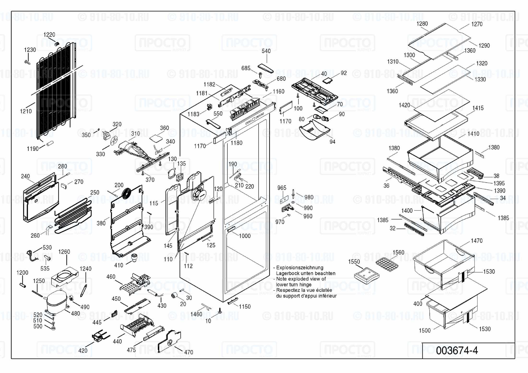 Взрыв-схема запчастей холодильника Liebherr CBNesf 3913-20D