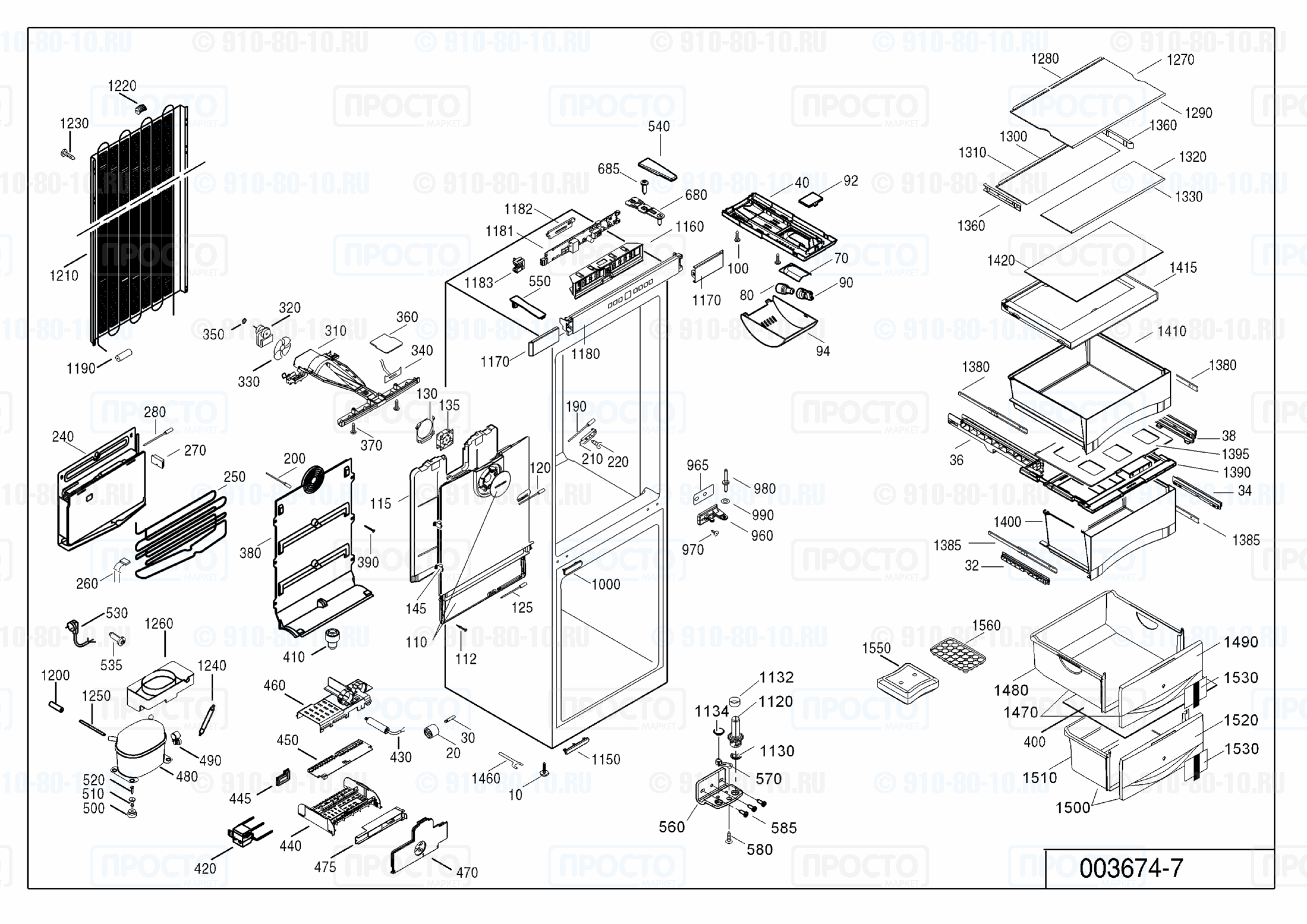 Взрыв-схема запчастей холодильника Liebherr CBN 3913-20E