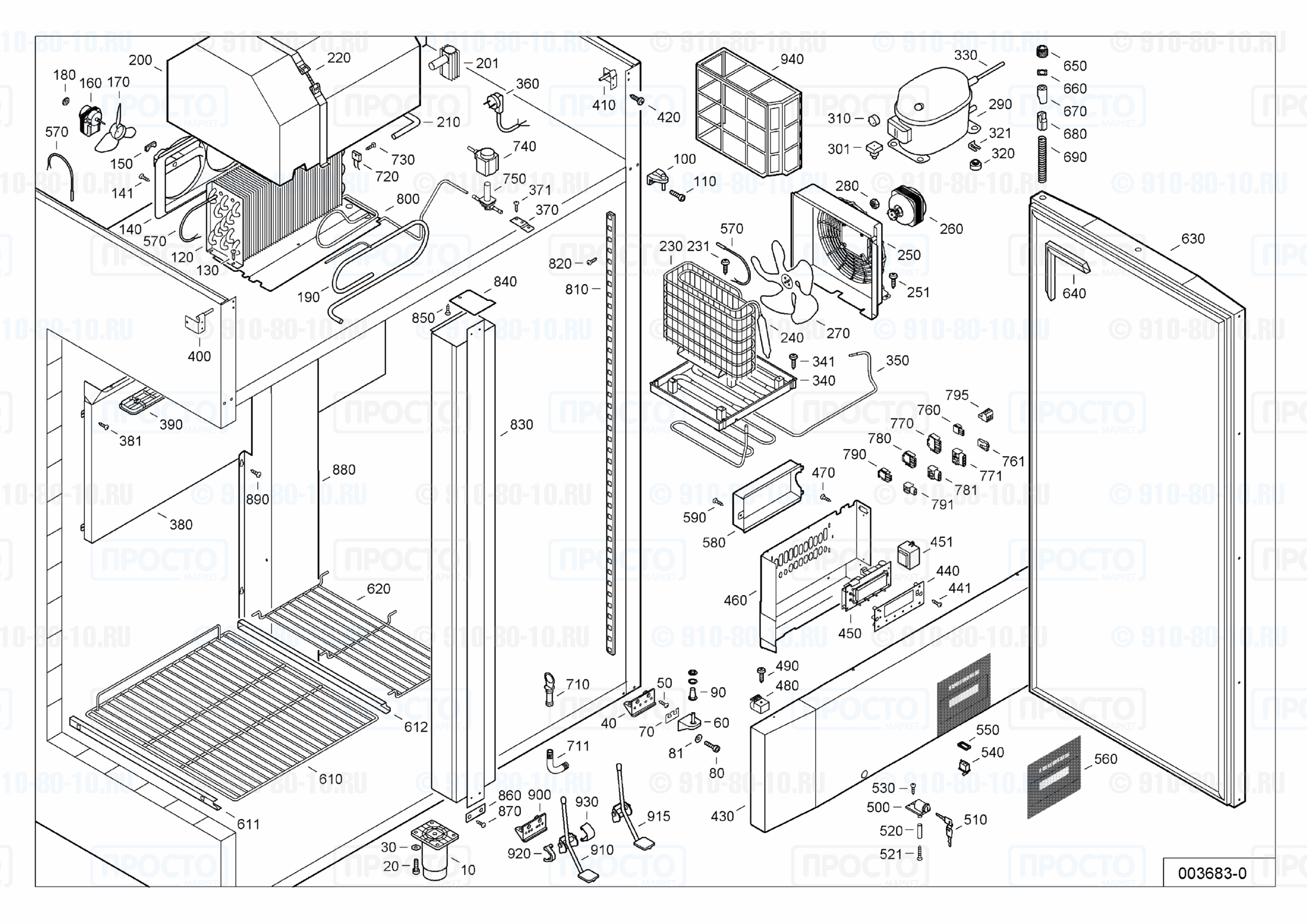 Взрыв-схема запчастей холодильника Liebherr GKPv 1480-10