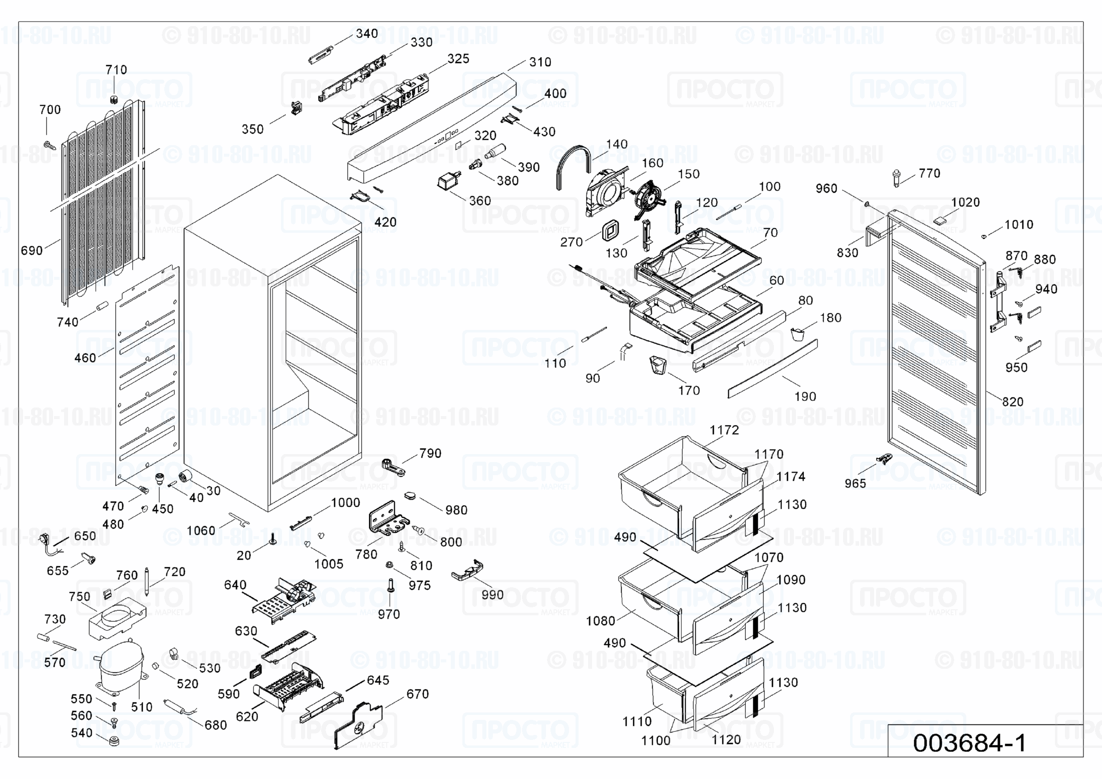 Взрыв-схема запчастей холодильника Liebherr GN 3613-20D