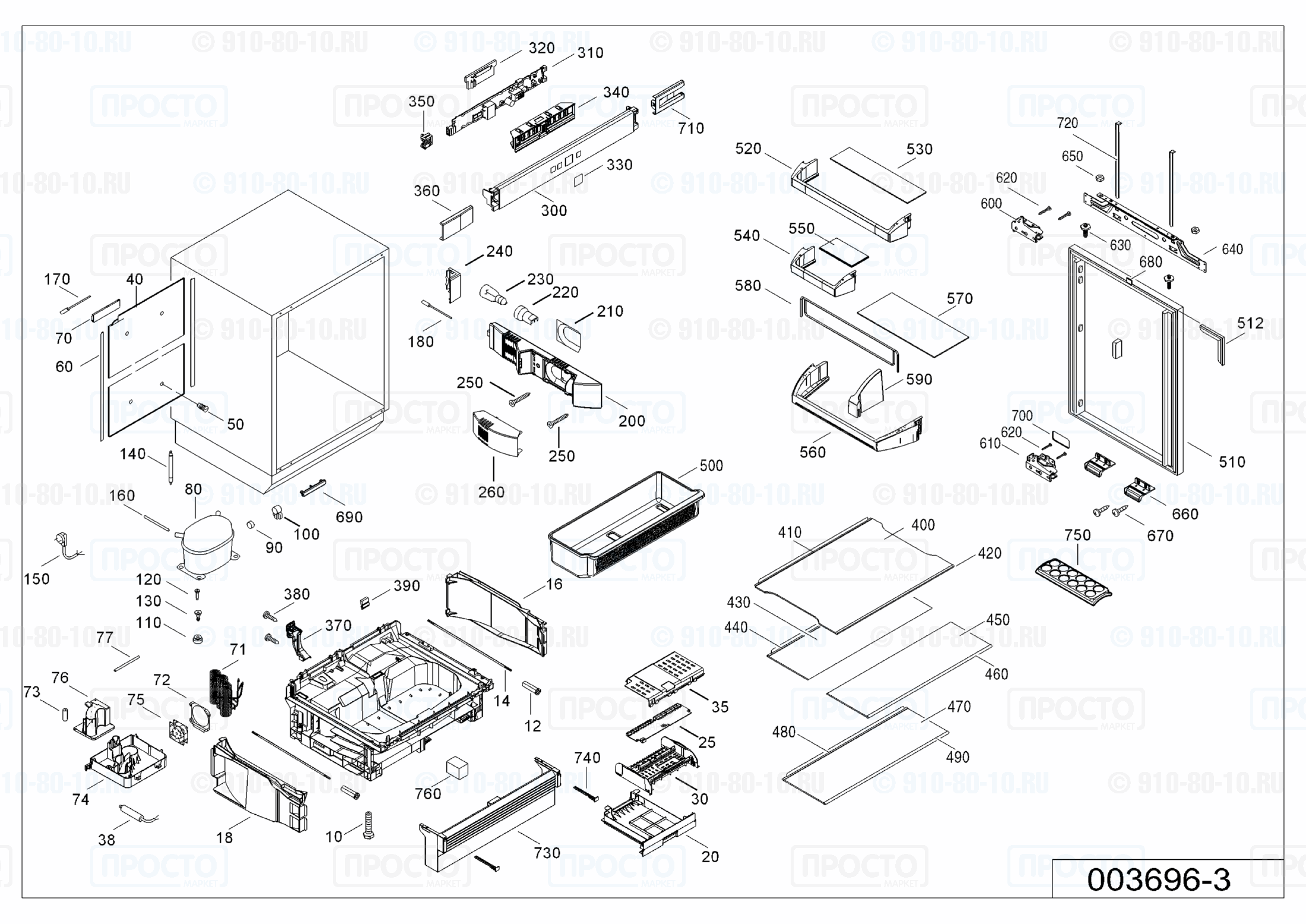 Взрыв-схема запчастей холодильника Liebherr UIK 1620-20