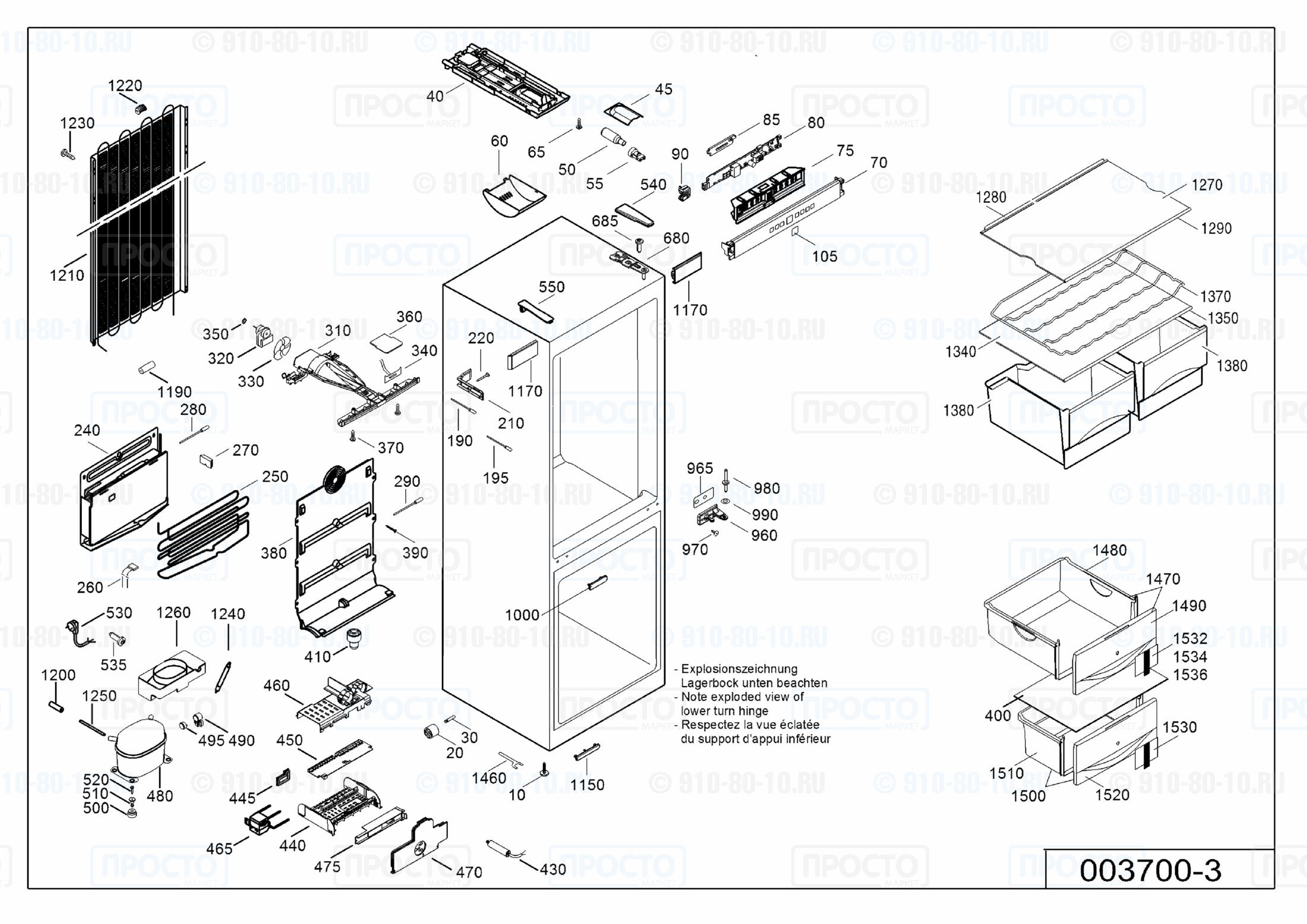 Взрыв-схема холодильника Liebherr CUN 4003-20A